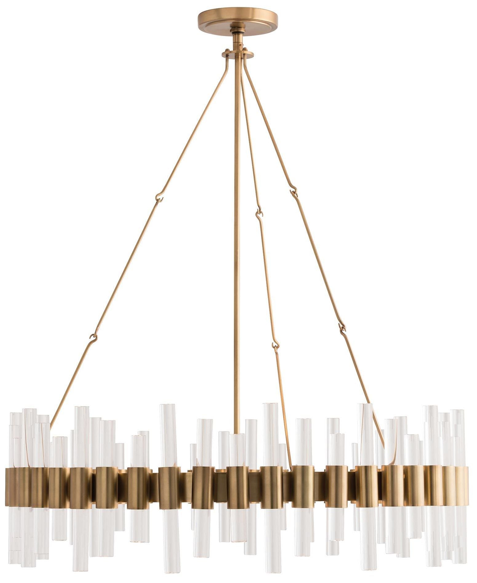 Haskell Large Chandelier 34" Antique Brass, Clear