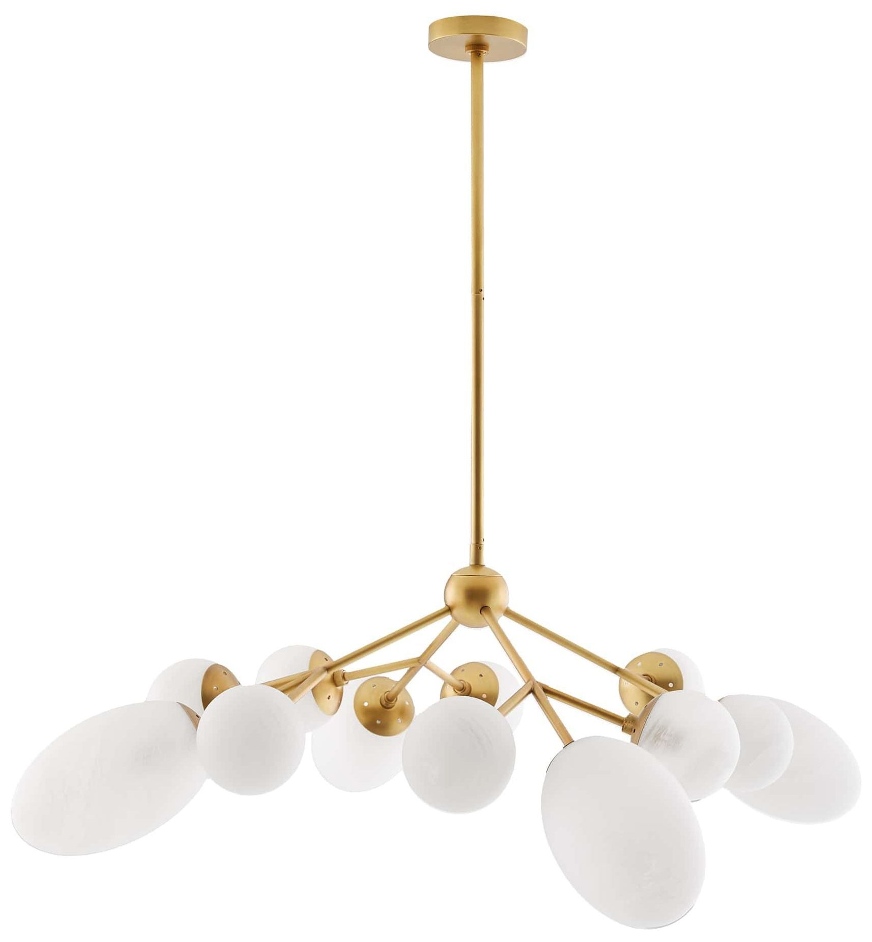 Panella Chandelier Brushed Brass, Mattle Swirl Glass