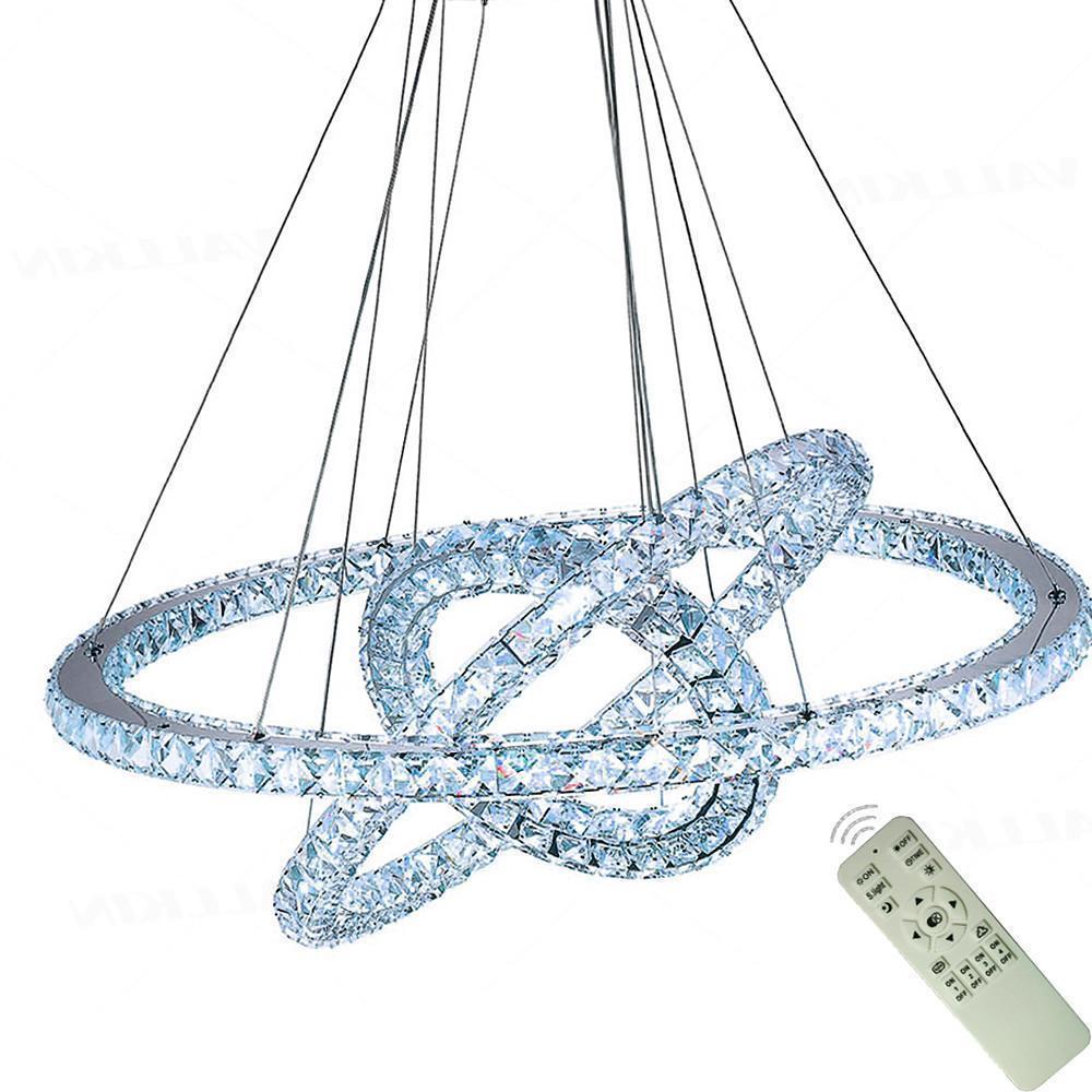 LED 3 Rings Gold Crystal Chandelier Concentric Circles
