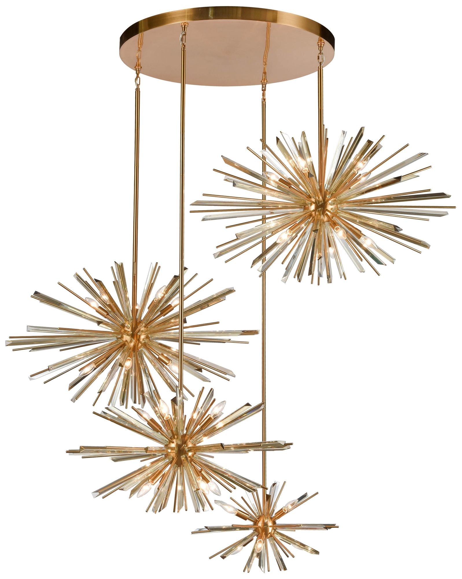 Palisades Ave. Hanging Cluster Chandelier 219" Aged Br