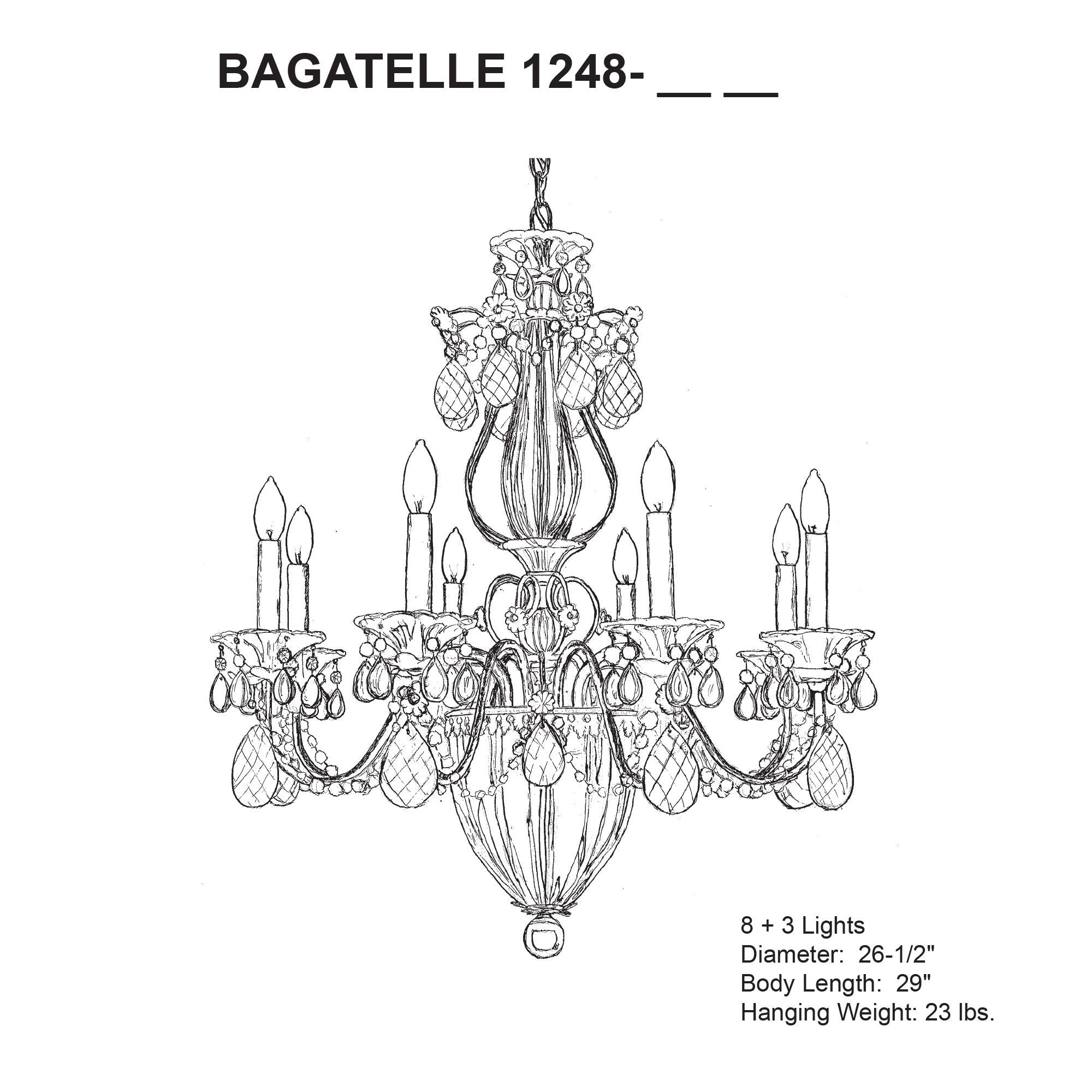 Bagatelle 29"H X 11-Light Crystal Chandelier