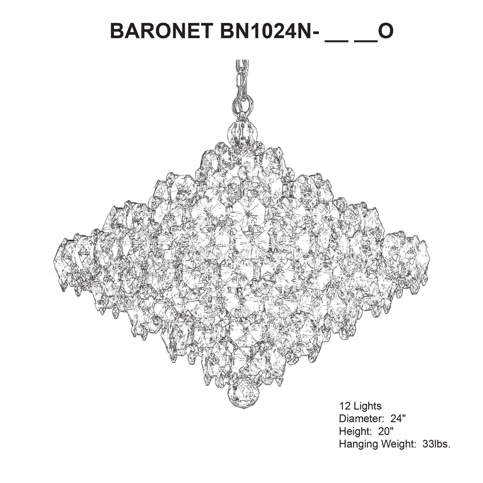 Baronet 20"H X 12-Light Crystal Pendant