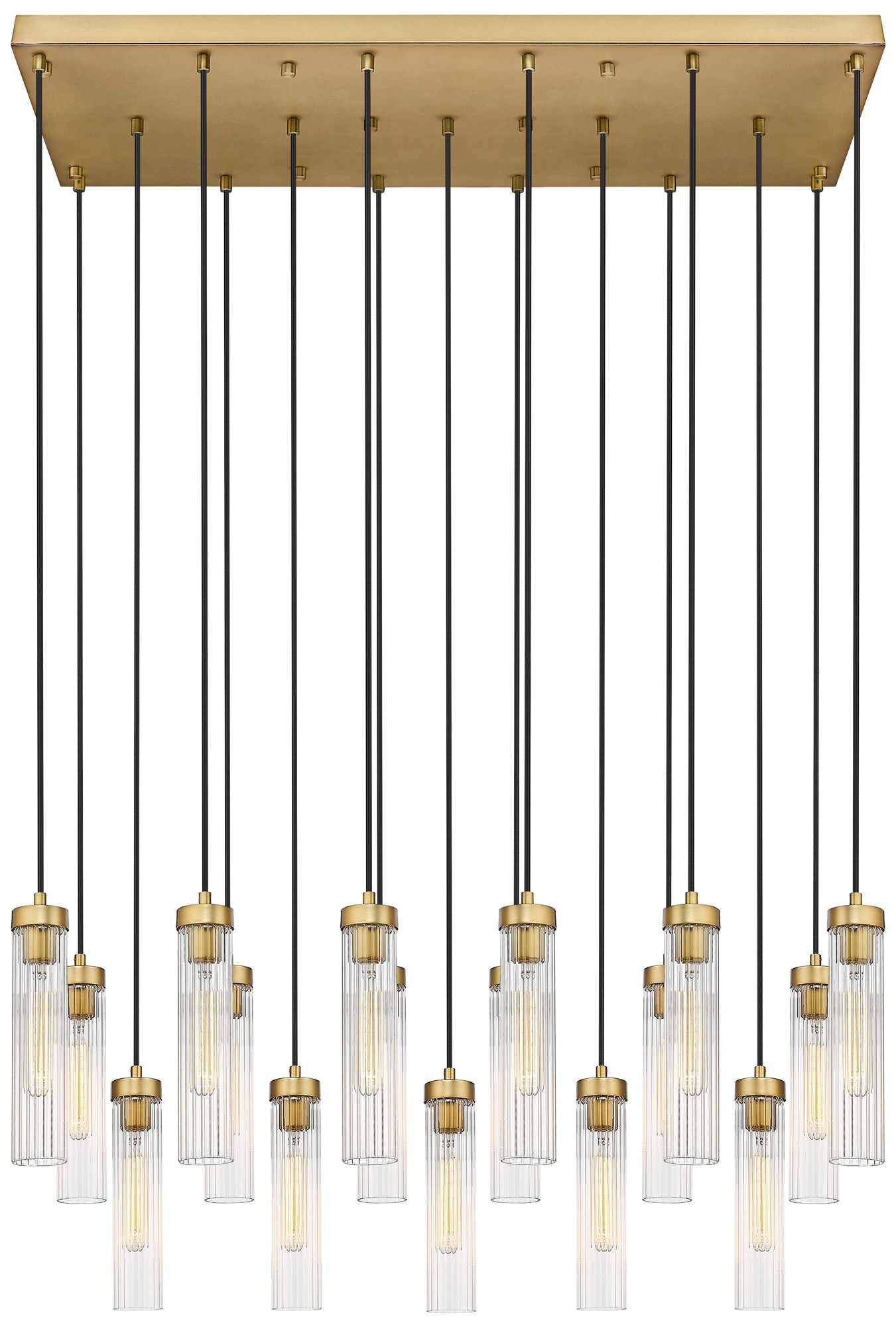 Beau Rubbed Brass 17-Light Linear Chandelier