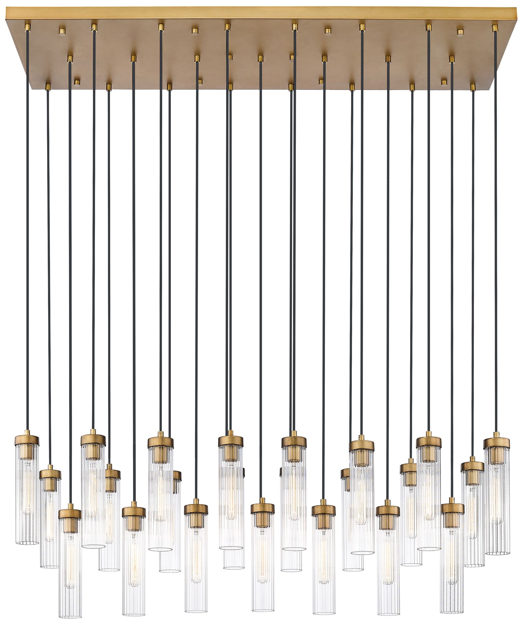Beau Rubbed Brass 23-Light Linear Chandelier