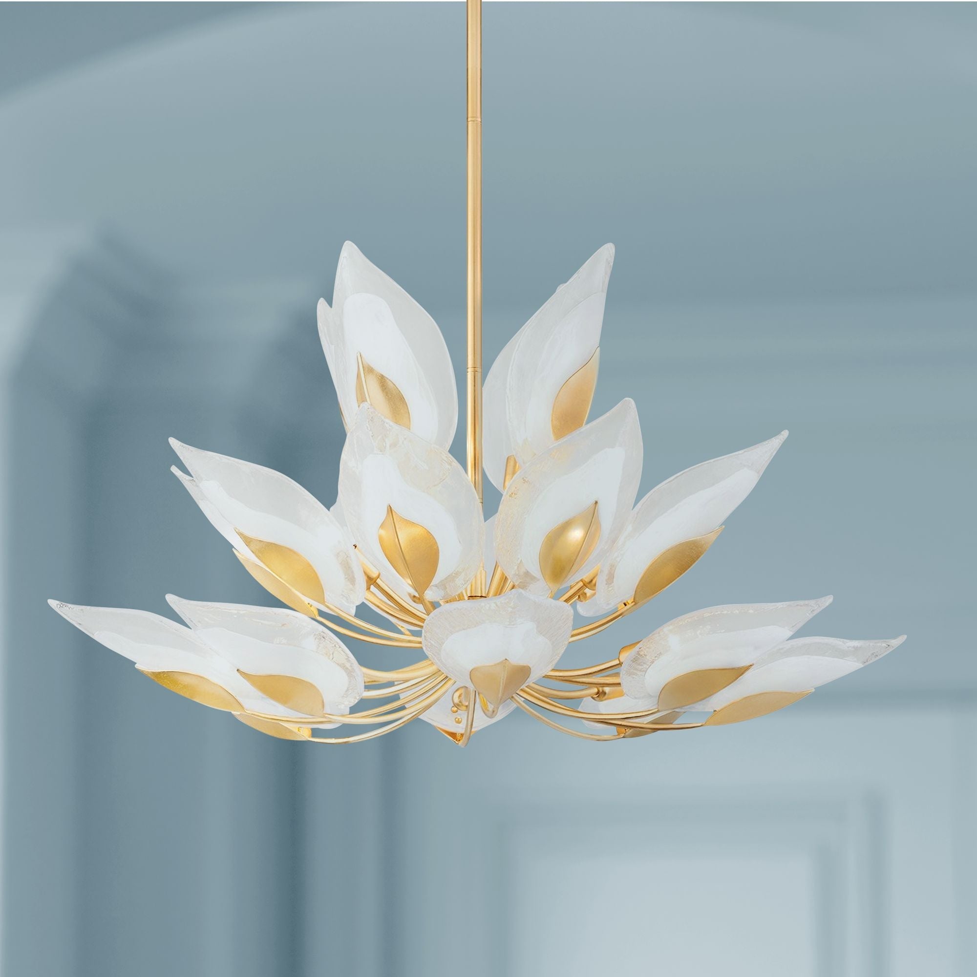 Blossom 40.5" Wide Gold Leaf with Clear Chandelier