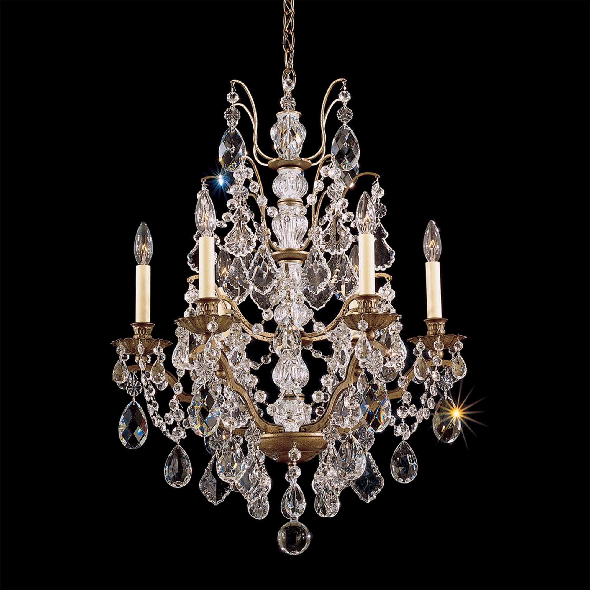 Bordeaux 29"H X 6-Light Crystal Chandelier in Gold