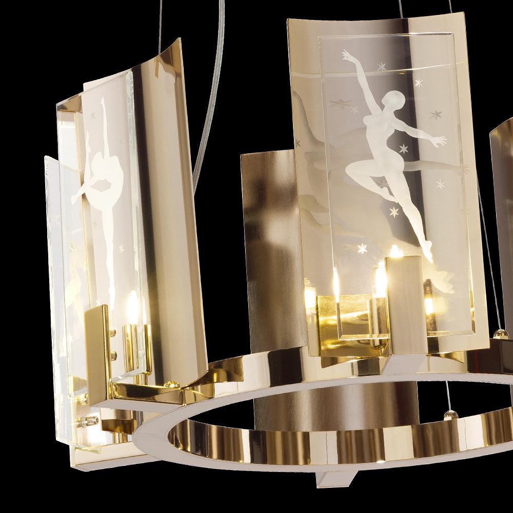 Brass and Italian Crystal Contemporary Chandelier