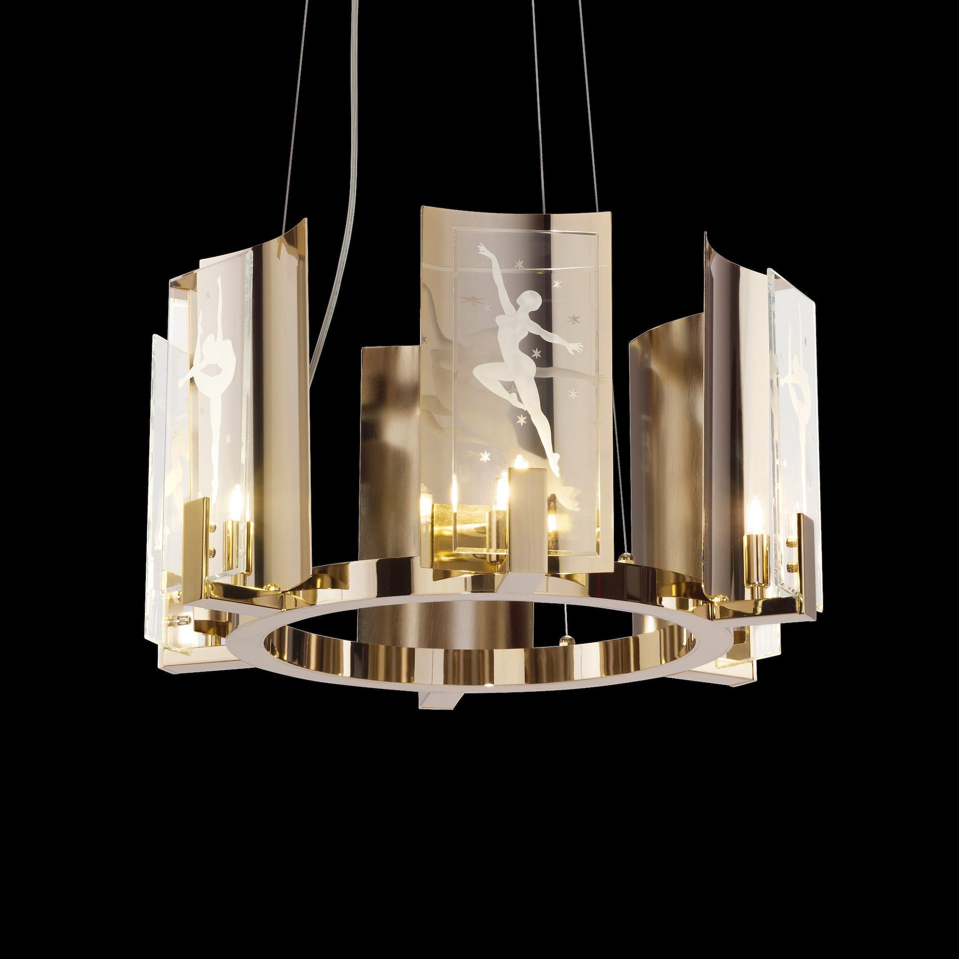 Brass and Italian Crystal Contemporary Chandelier
