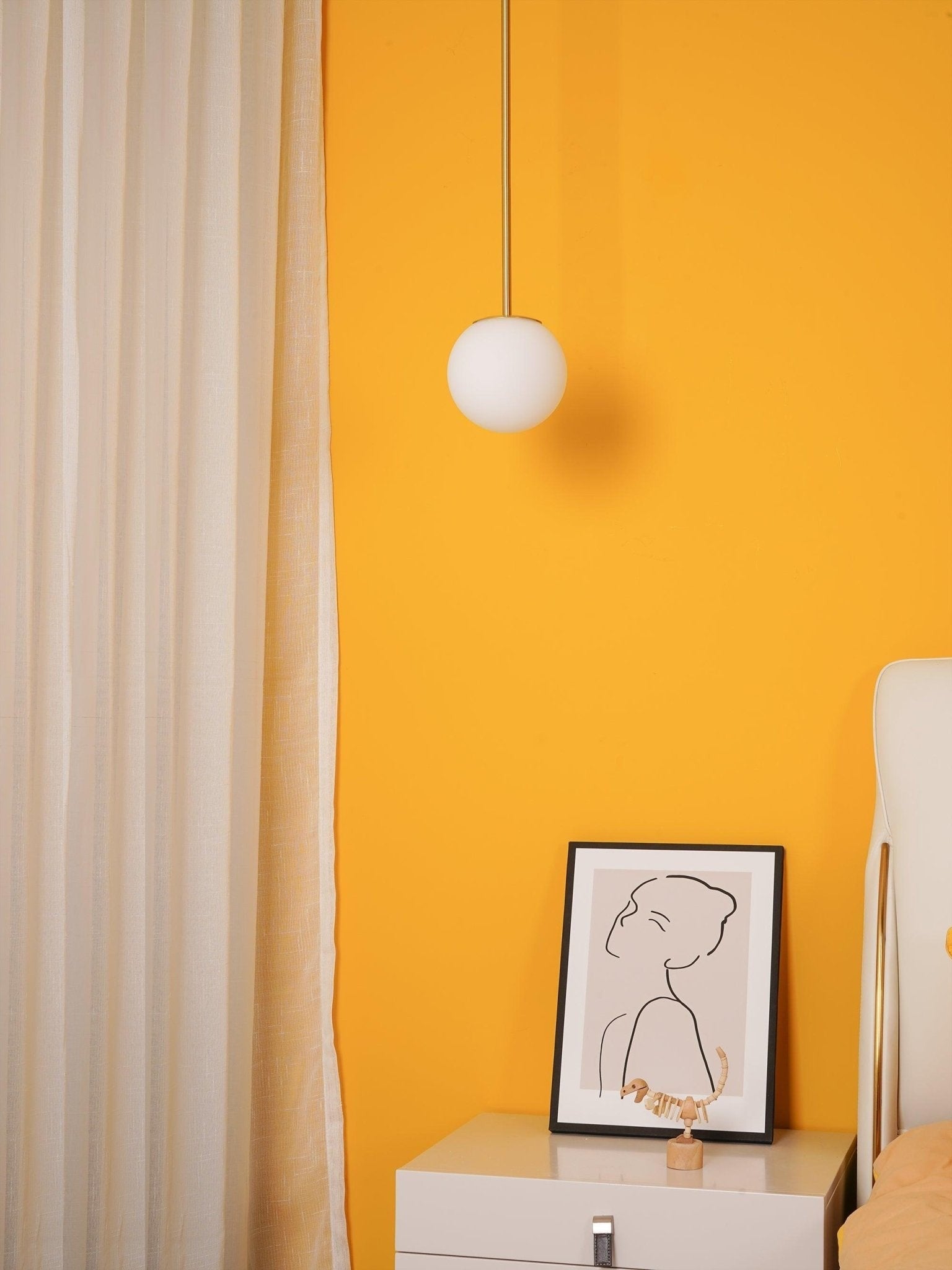 Brass Globe Rod Pendant Light