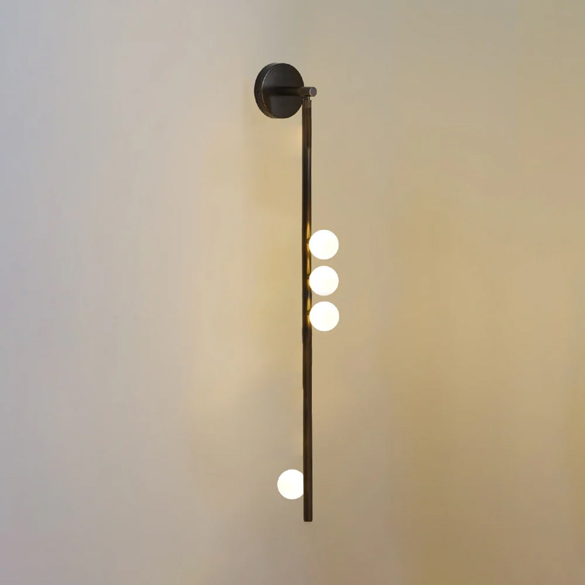 Side view of glass vanity light for scale and shape reference