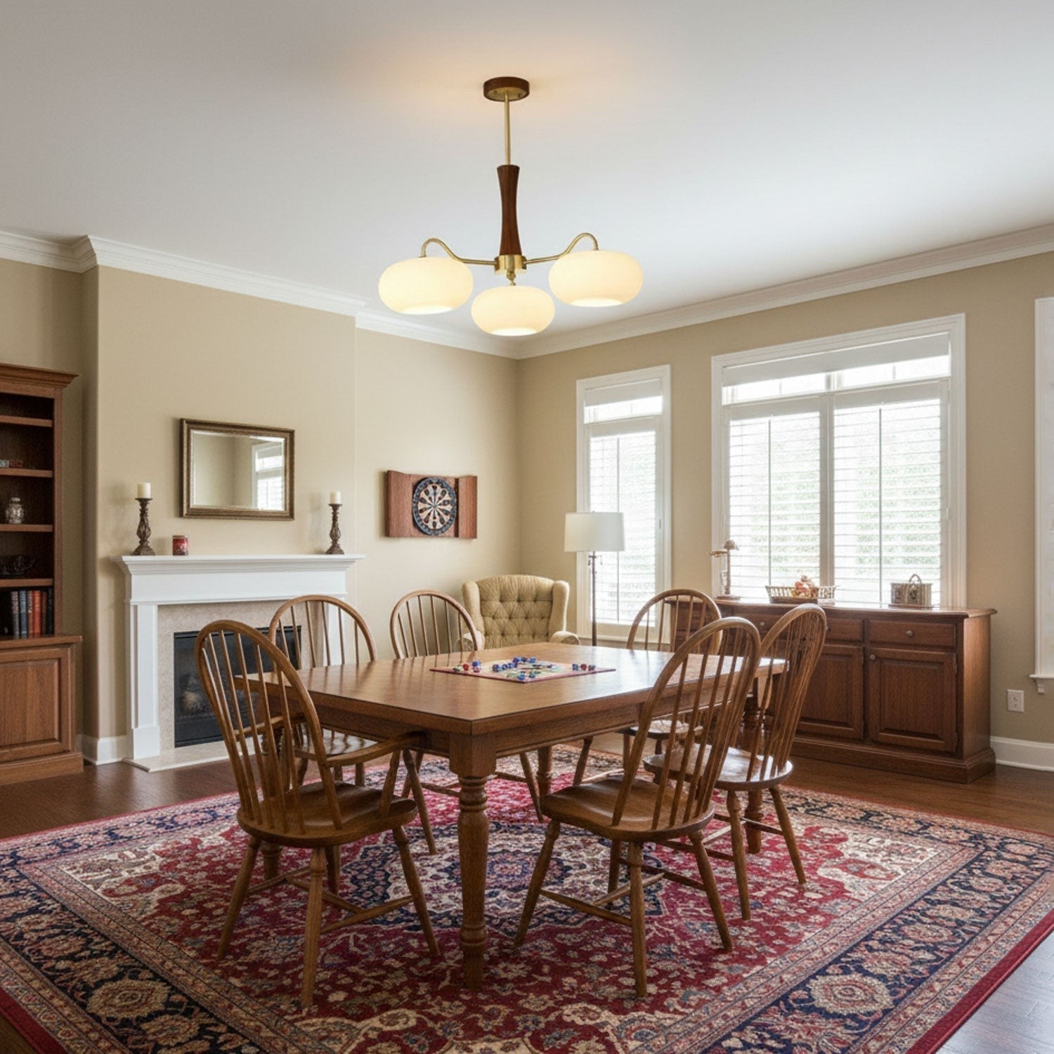 Brass Persimmon Glass Chandelier