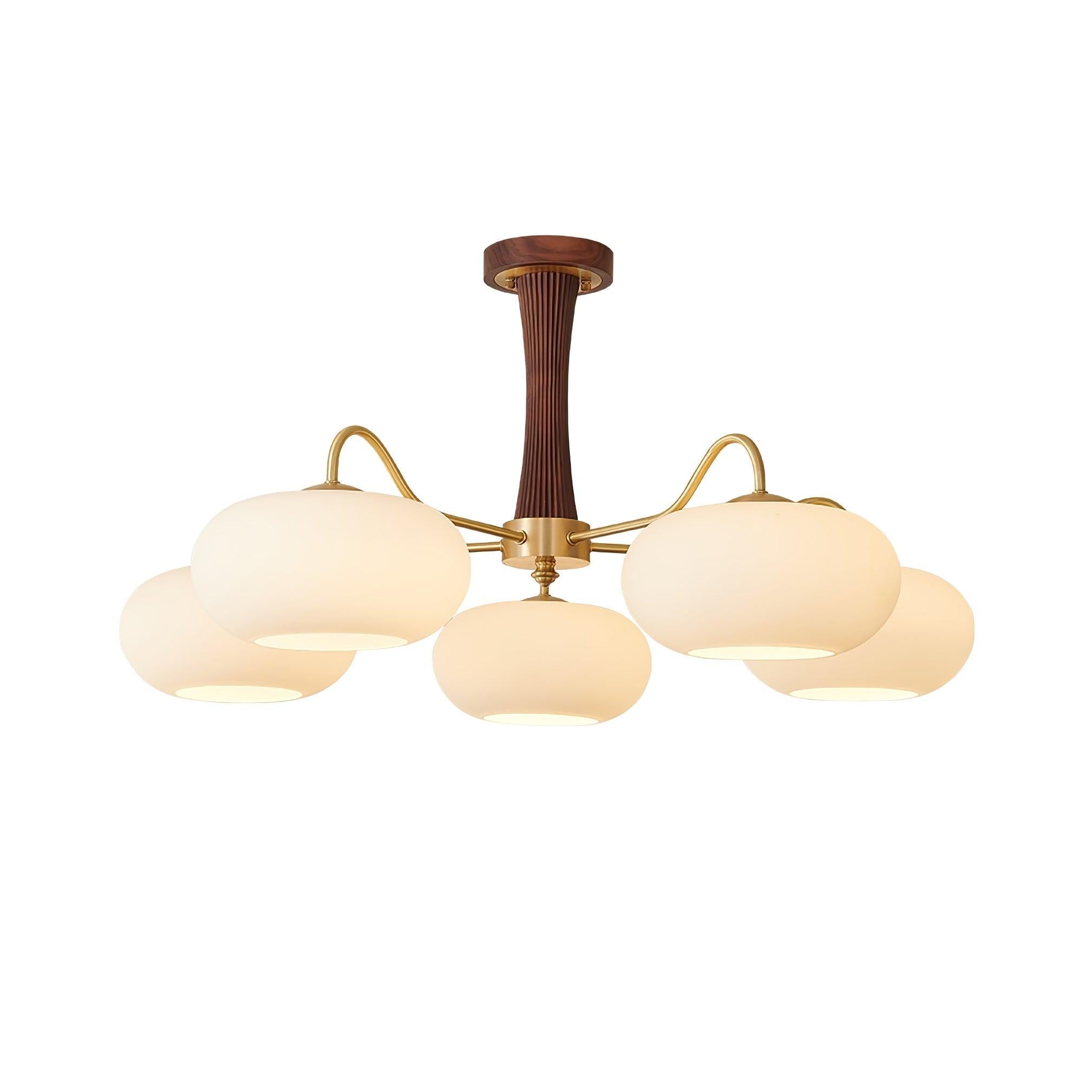 Brass Persimmon Glass Chandelier