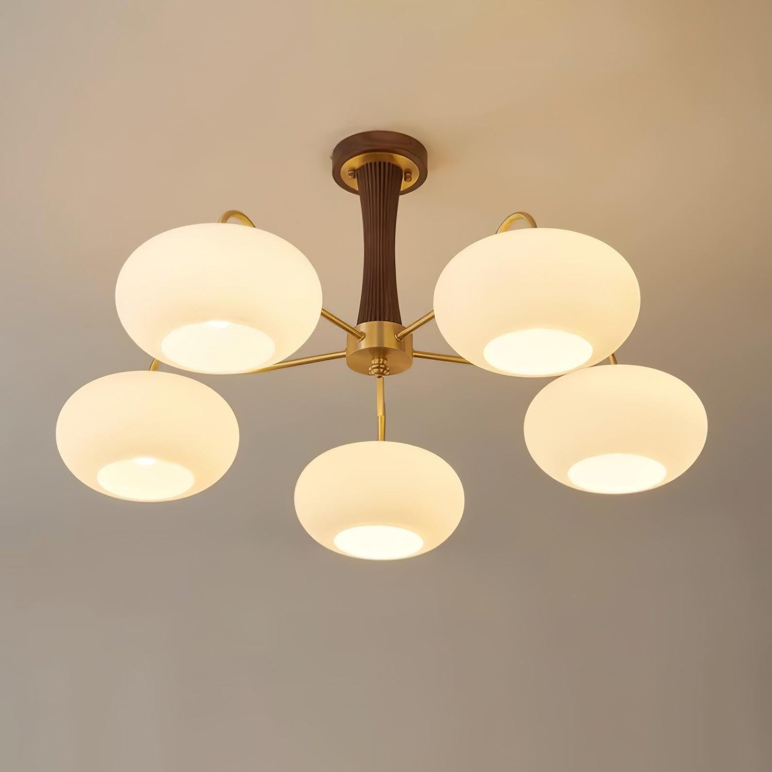 Brass Persimmon Glass Chandelier