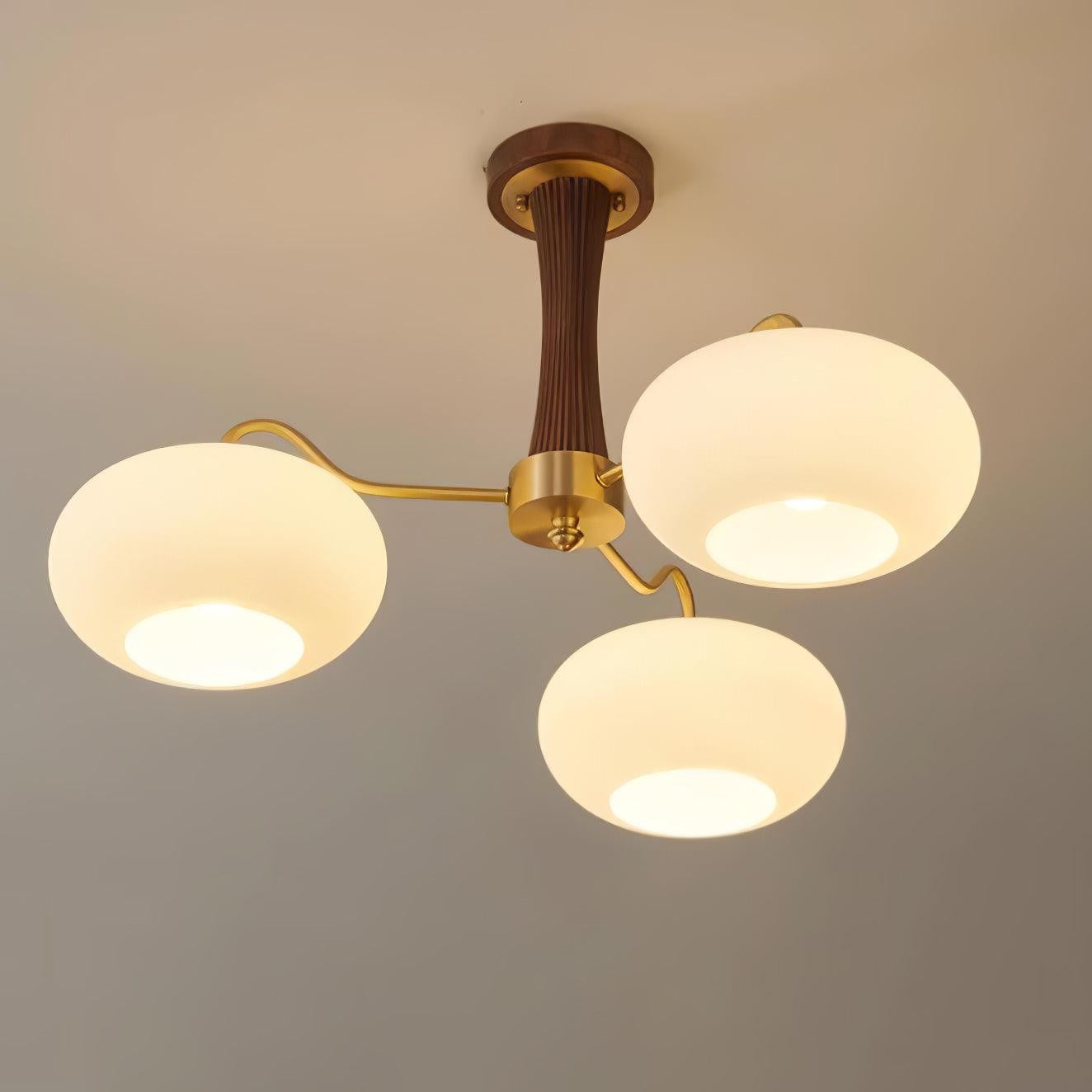 Brass Persimmon Glass Chandelier