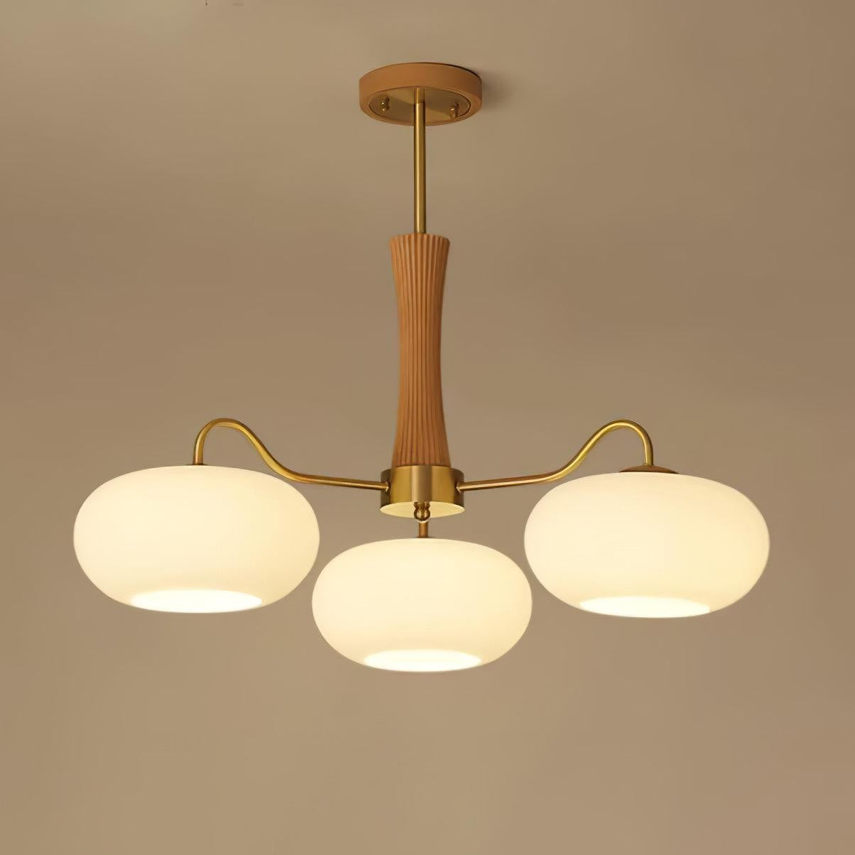Brass Persimmon Glass Chandelier
