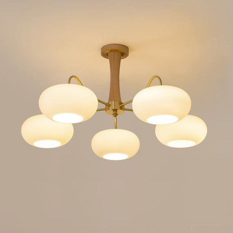 Brass Persimmon Glass Chandelier