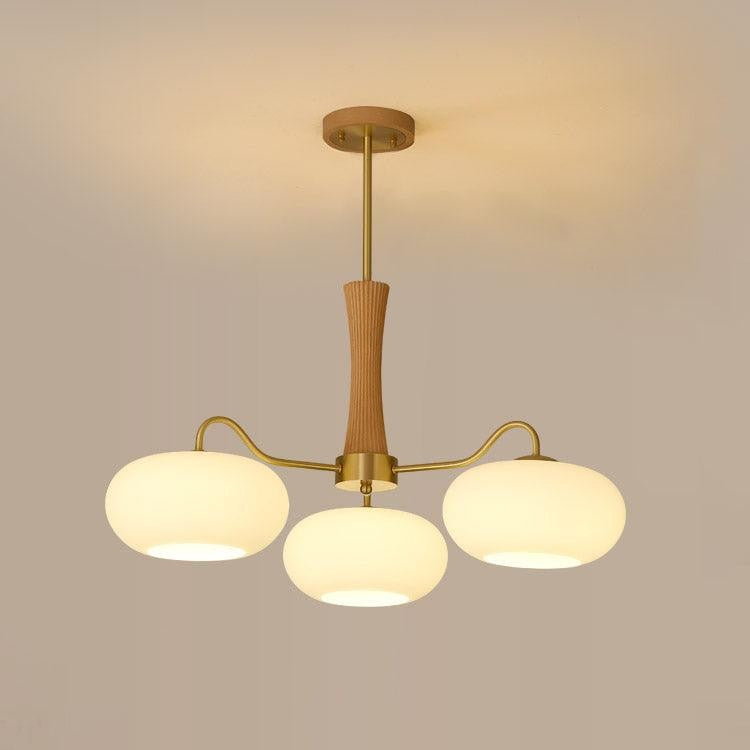 Brass Persimmon Glass Chandelier