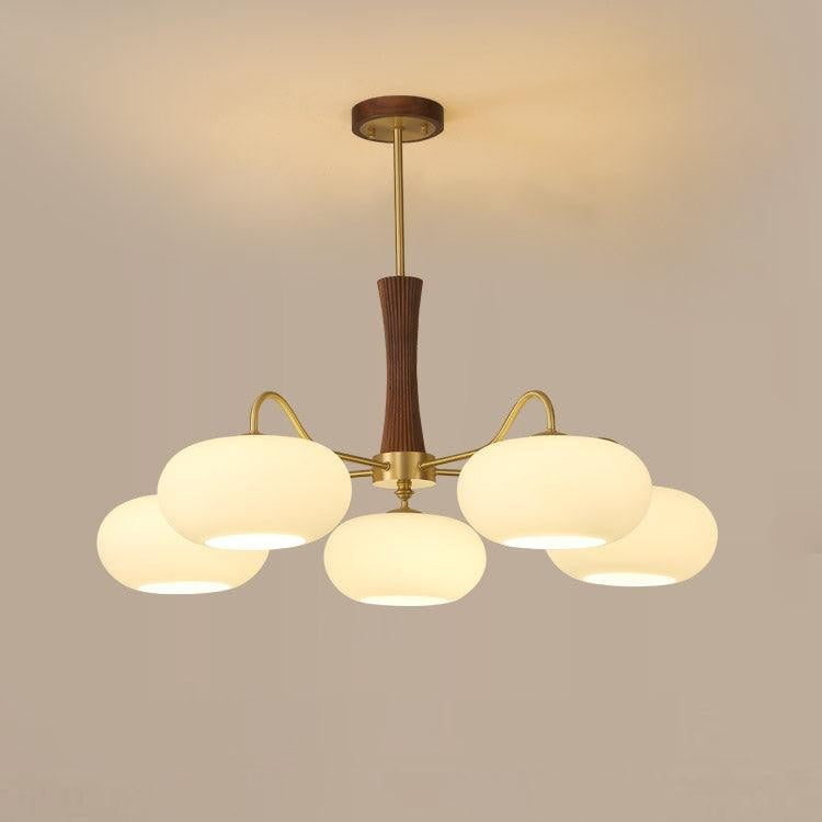 Brass Persimmon Glass Chandelier