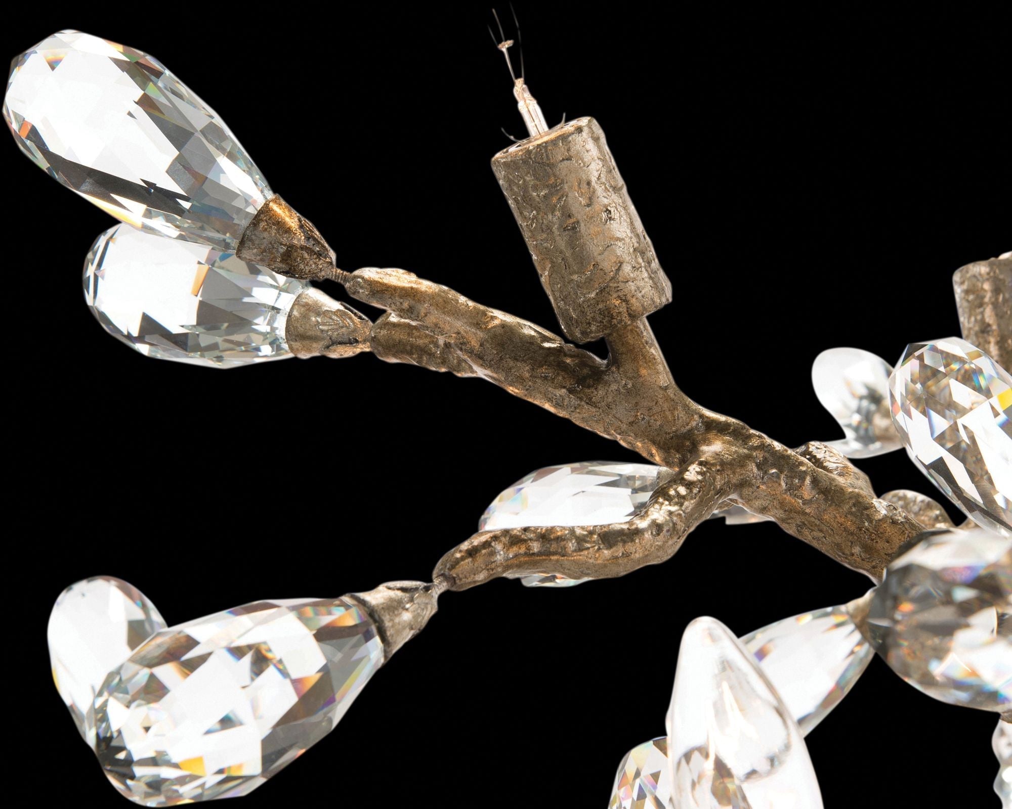 Budding Crystal 39" Wide Antique Silver Chandelier