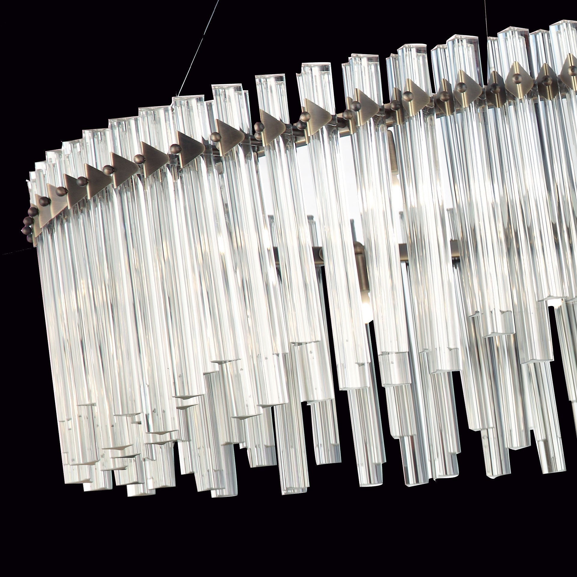 Burnished Brass and Glass Chandelier