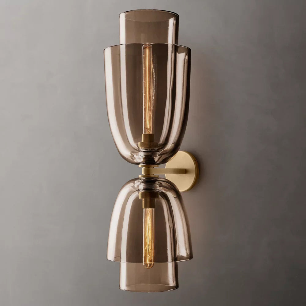 Blom Amber Glass Cloche Grand Wall Light, Bathroom Wall Sconce, 9"W x 10"D