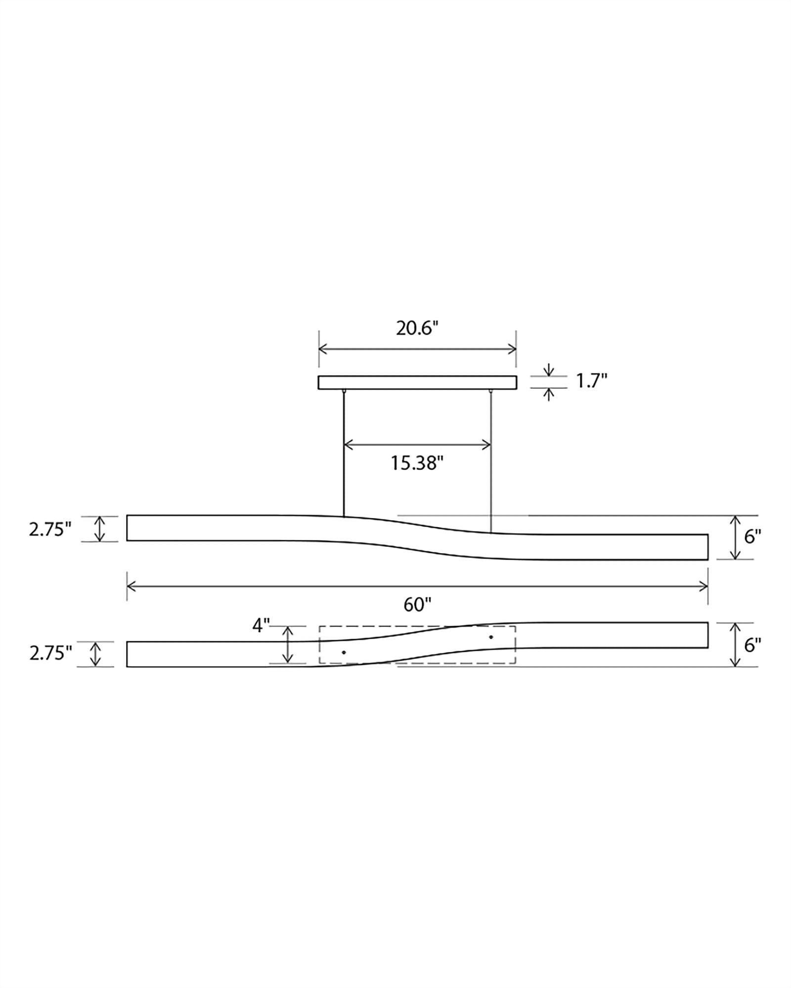 Camur 60" Wide Frost Accented Walnut P2 Linear Pendant