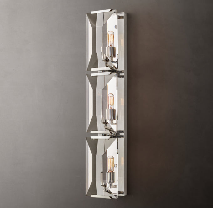 Harlow Crystal Triple Wall Light, Bedroom Wall Sconce, detail 18