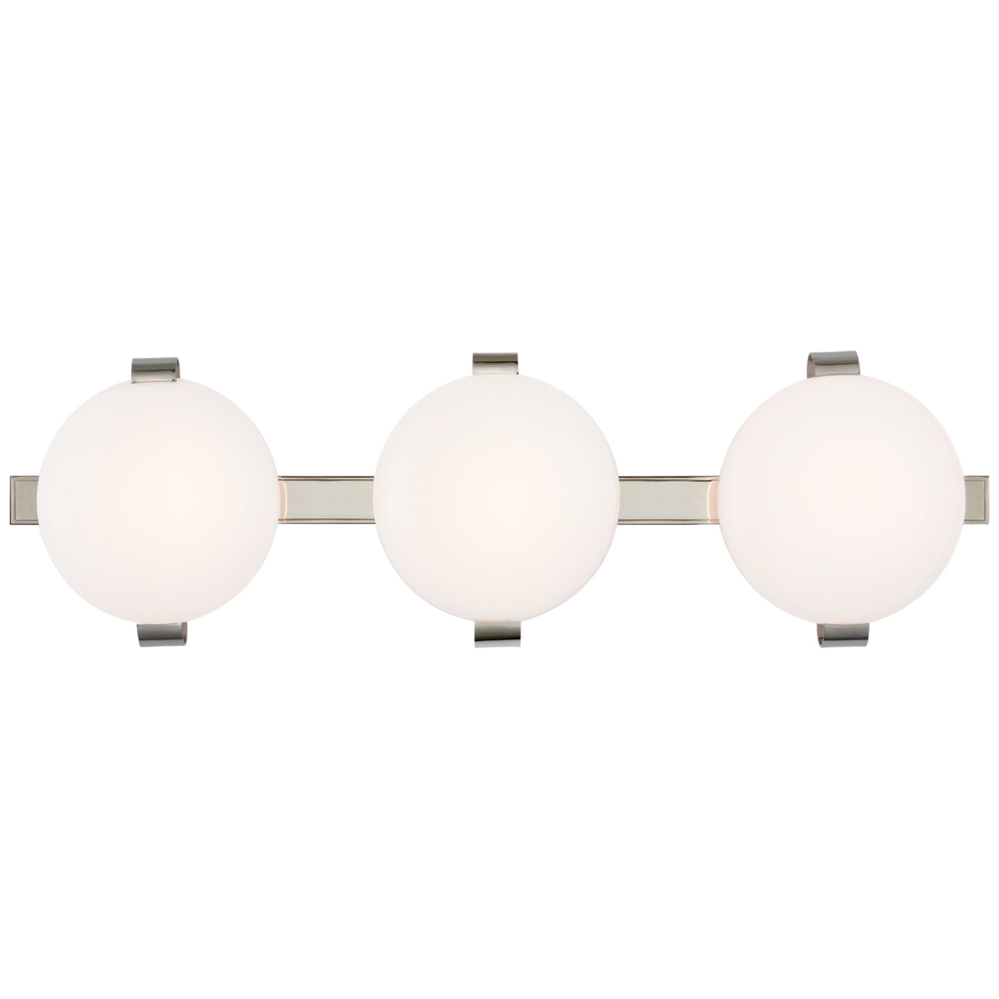 Champalimaud Marisol 28" Bath Bar in Polished Nickel with White Glass, vanity light, main view, Tianguang Select