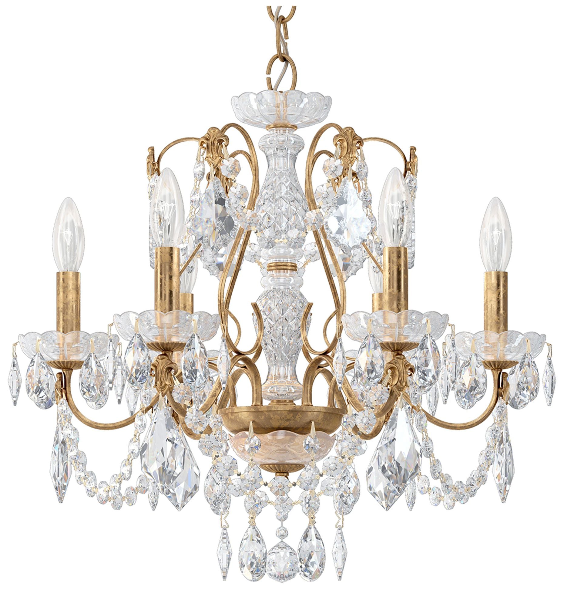 Century 20"H X 6-Light Crystal Chandelier in Gold