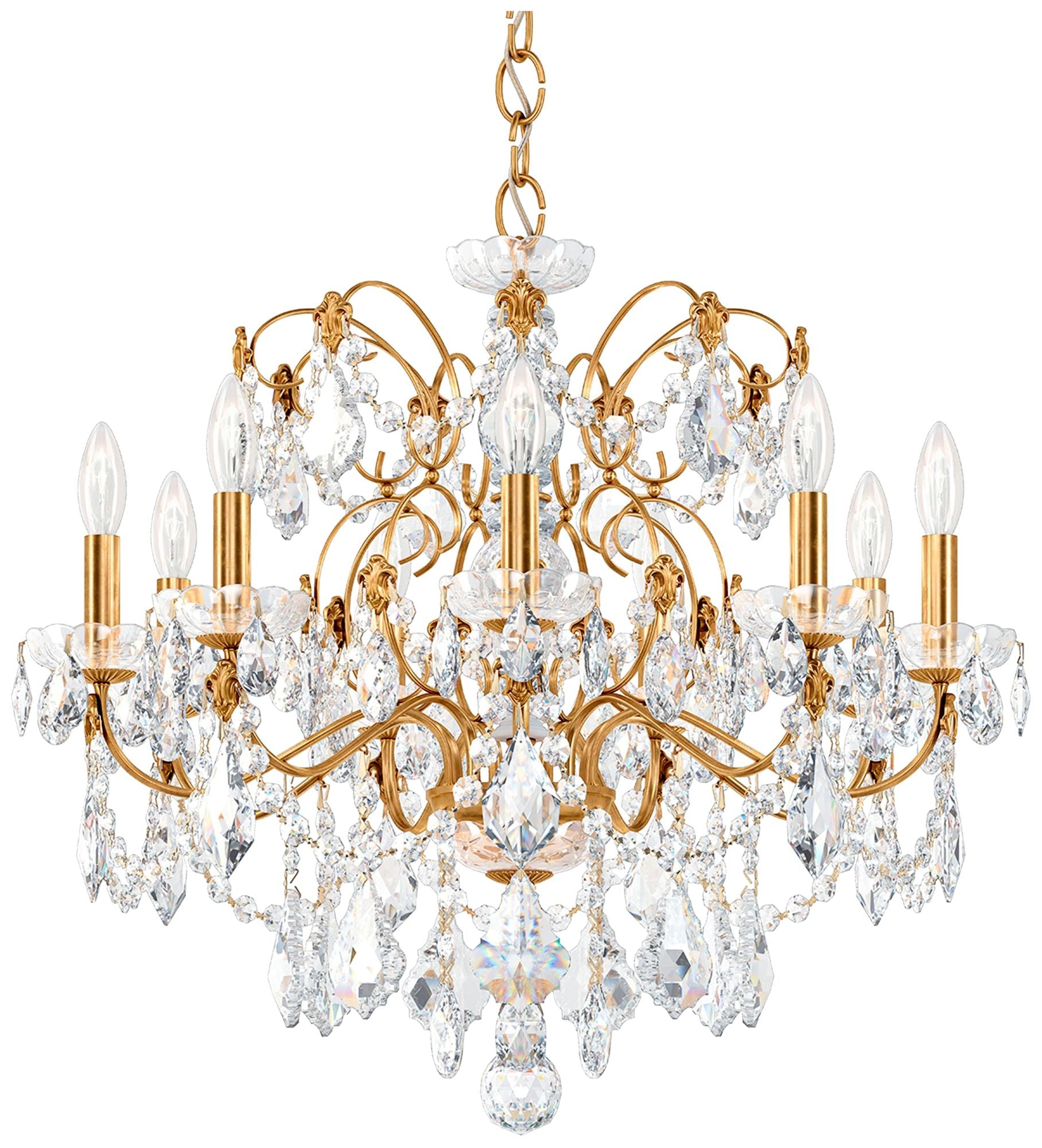 Century 22"H X 9-Light Crystal Chandelier in Gold
