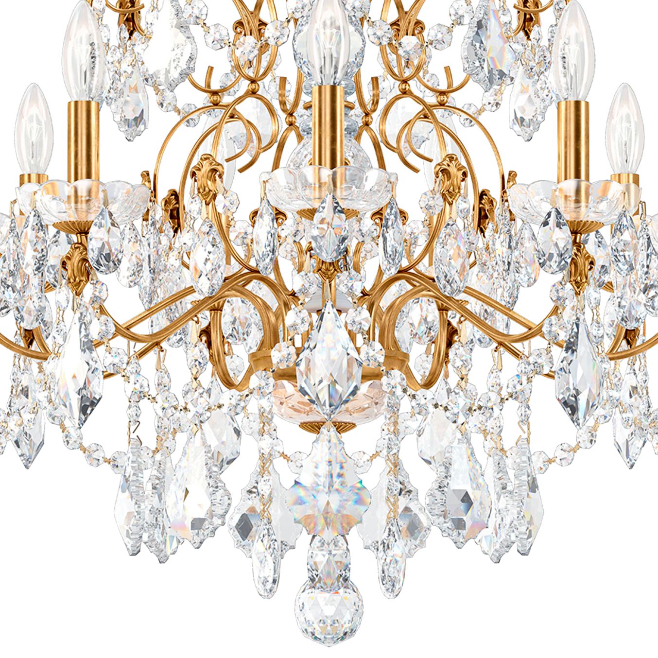Century 22"H X 9-Light Crystal Chandelier in Gold