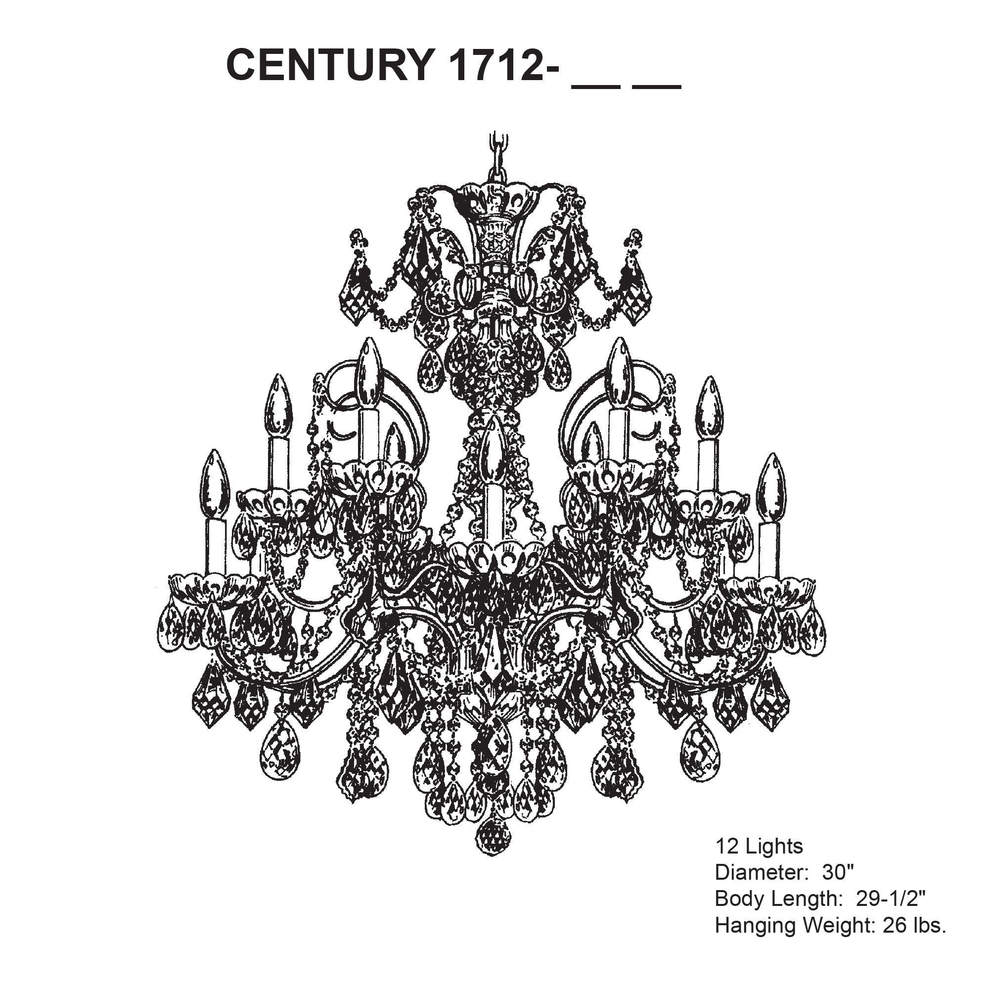 Century 29.5"H X 12-Light Crystal Chandelier