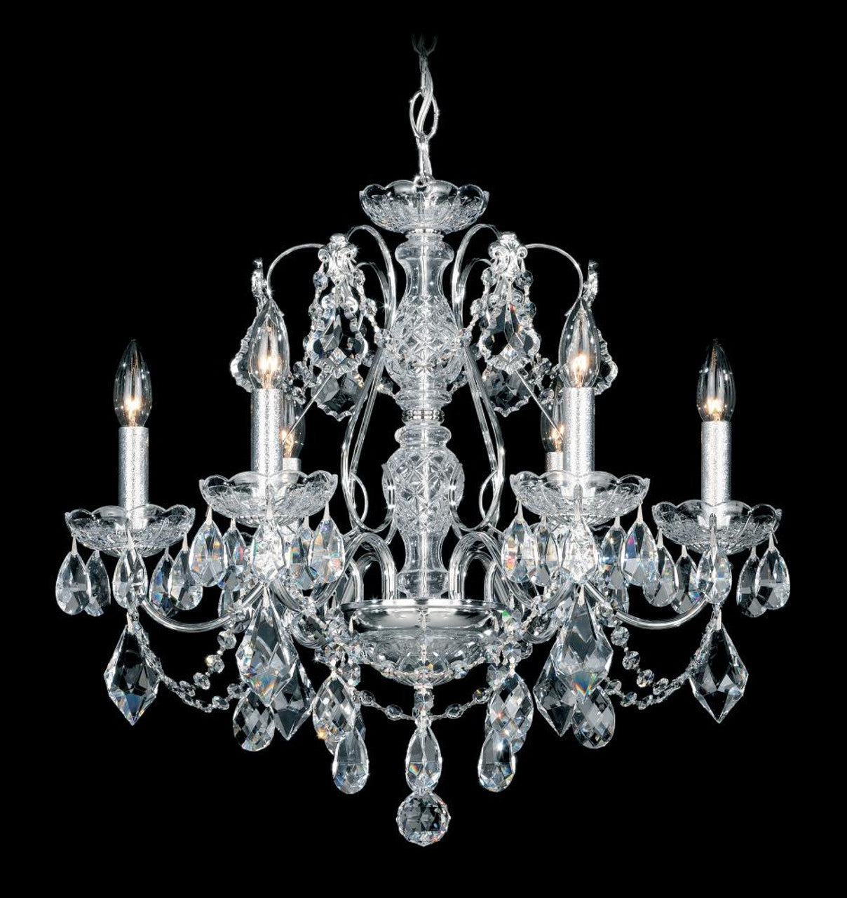 Century Chandelier, 6-Light, Polished Silver, Clear Heritage Crystal, 21"W (1705-40 1A2CE)