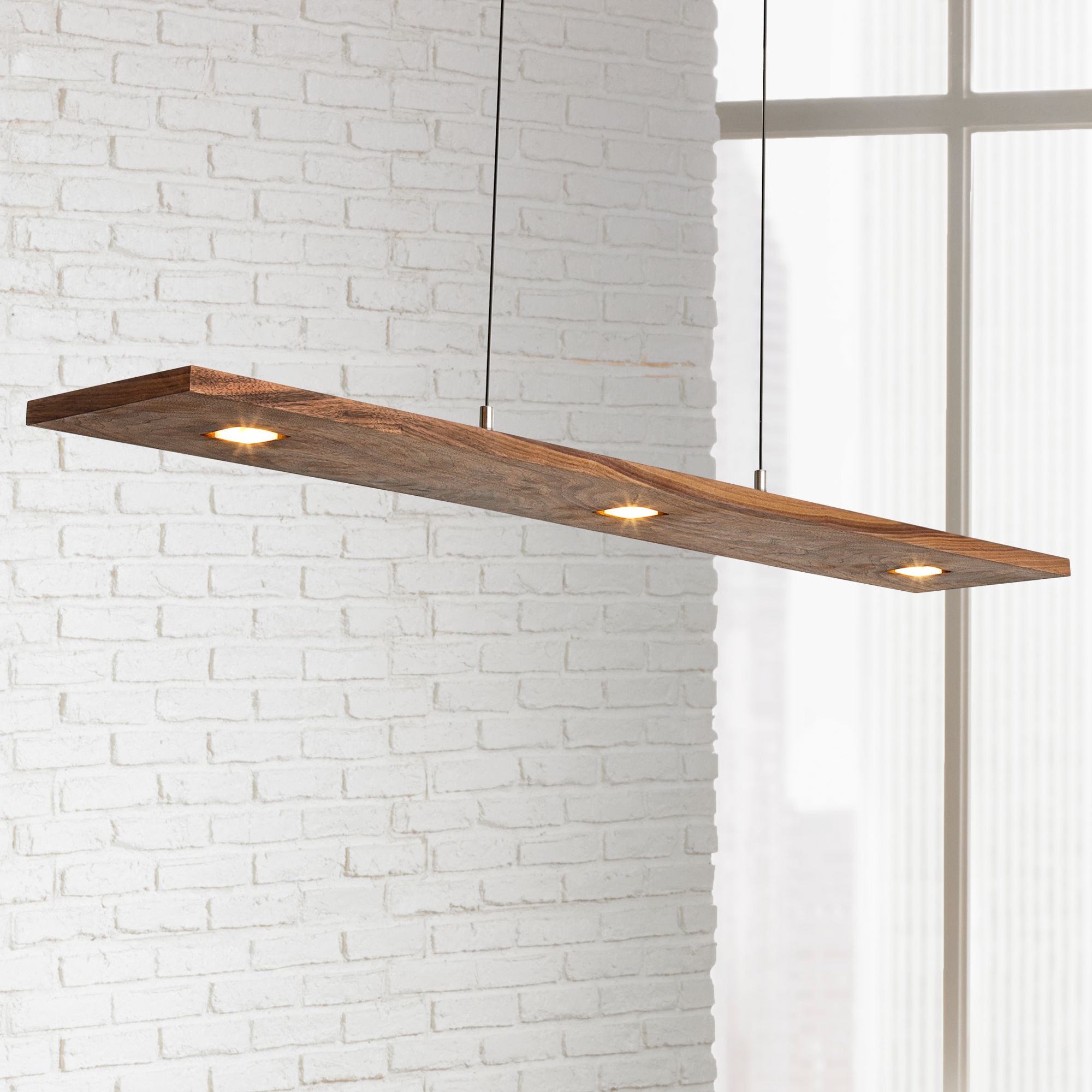 Cerno Vix 48" Wide Oiled Walnut LED Linear Pendant