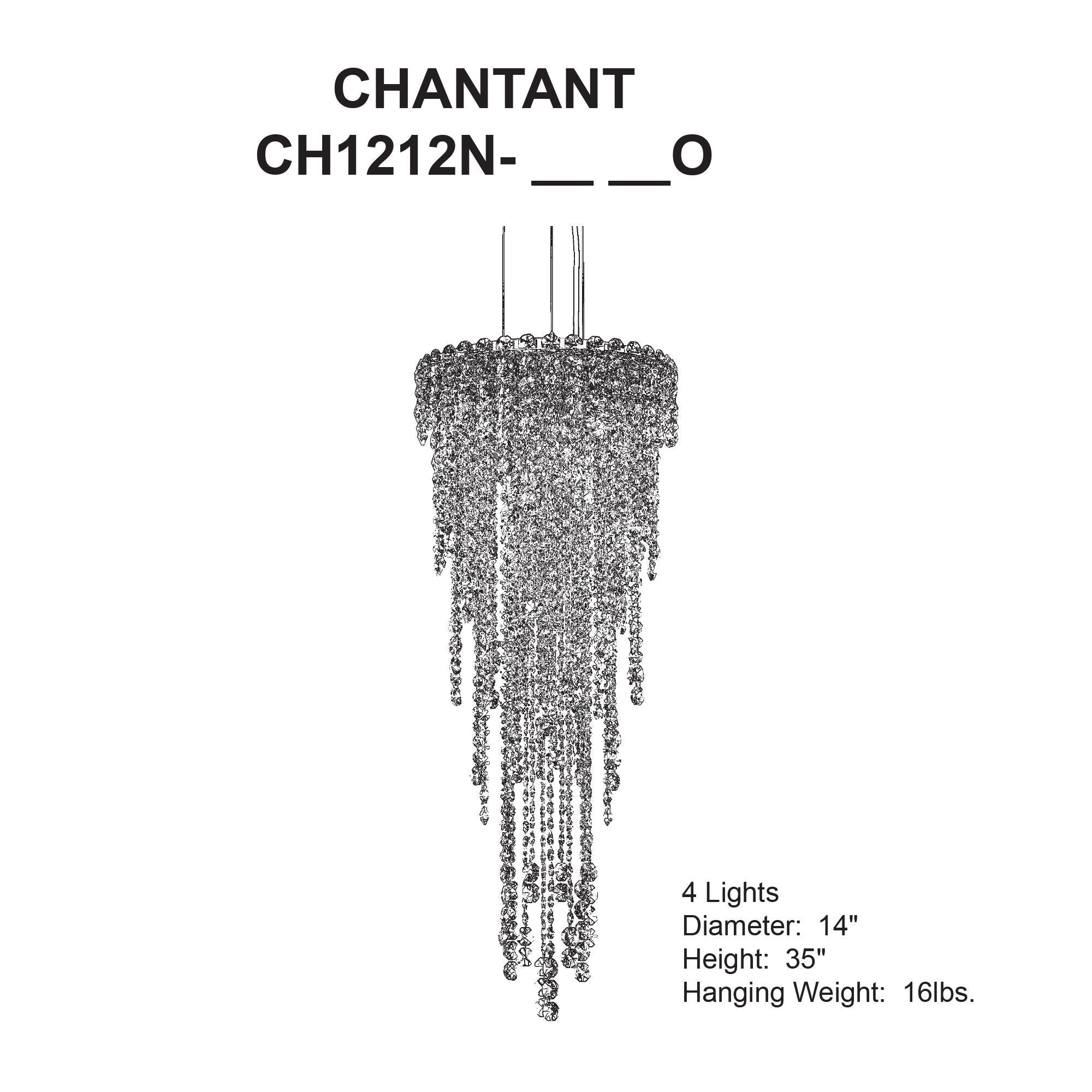 Chantant 35"H X 4-Light Crystal Pendant