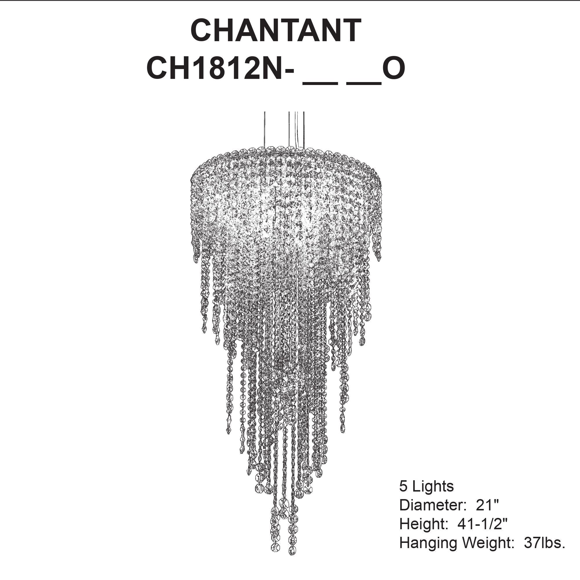 Chantant 41.5"H X 5-Light Crystal Chandelier