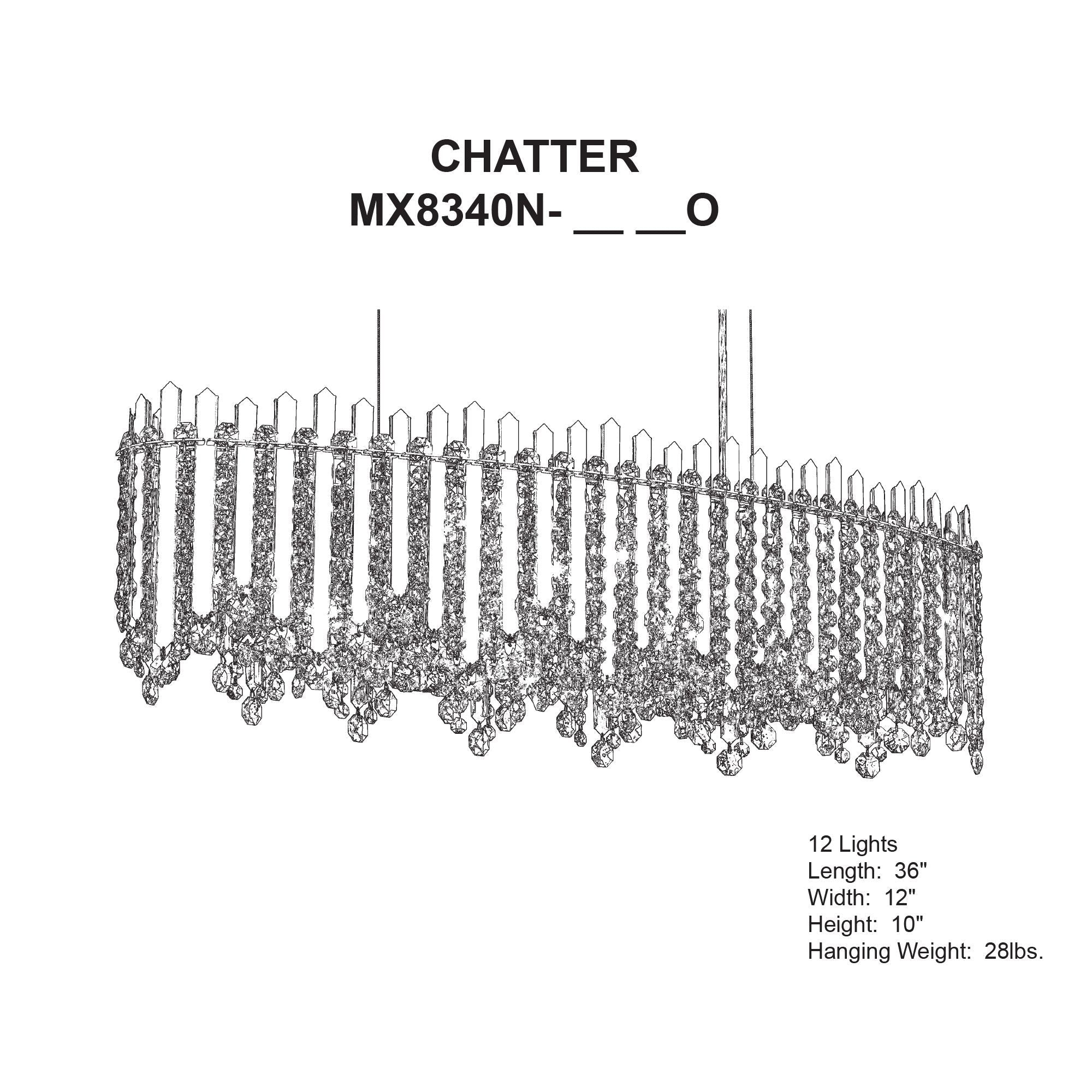 Chatter 10"H X 12-Light Crystal Linear Pendant