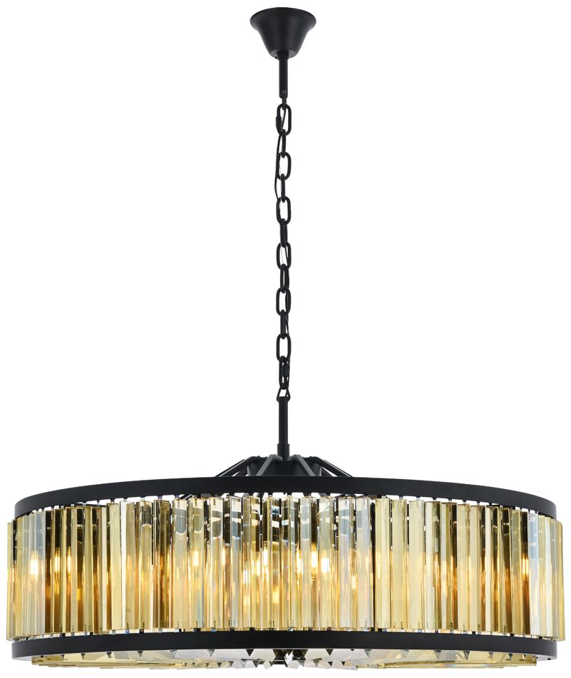 Chelsea 10-Light Matte Black Chandelier Golden Teak