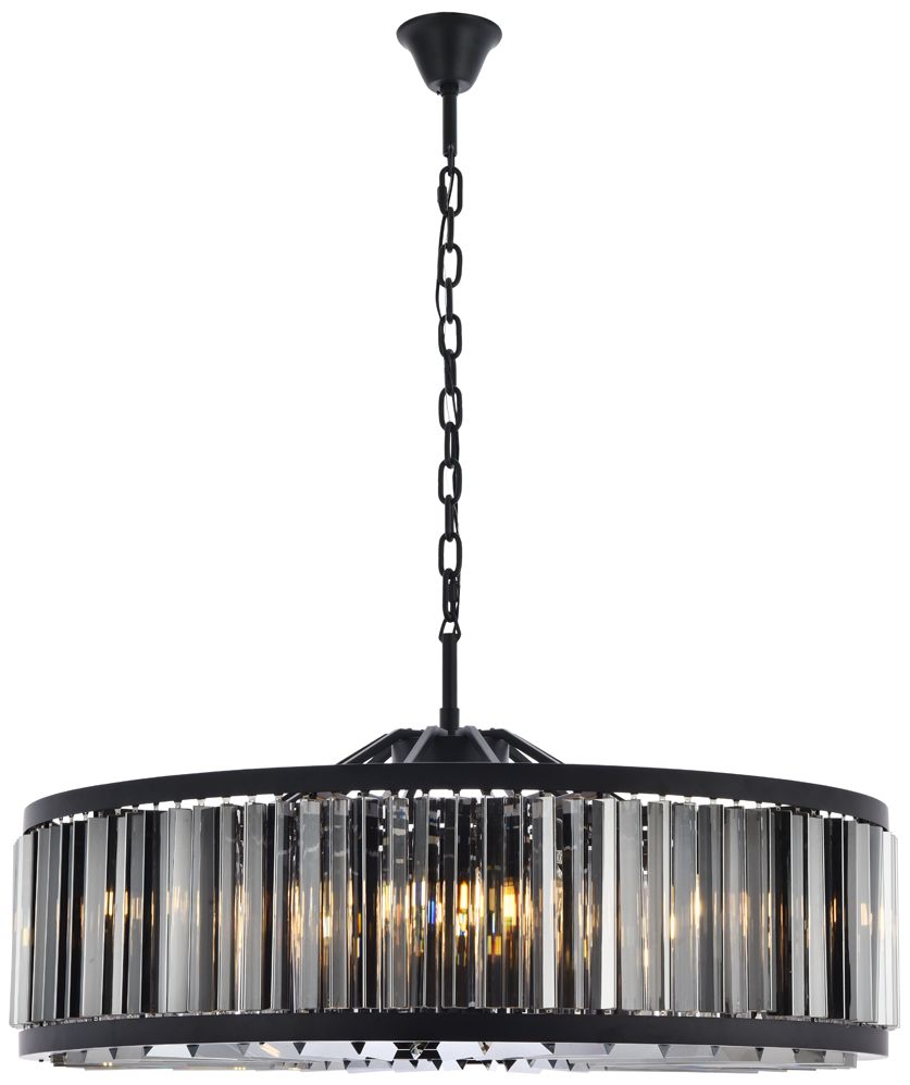 Chelsea 10-Light Matte Black Chandelier Silver Shade