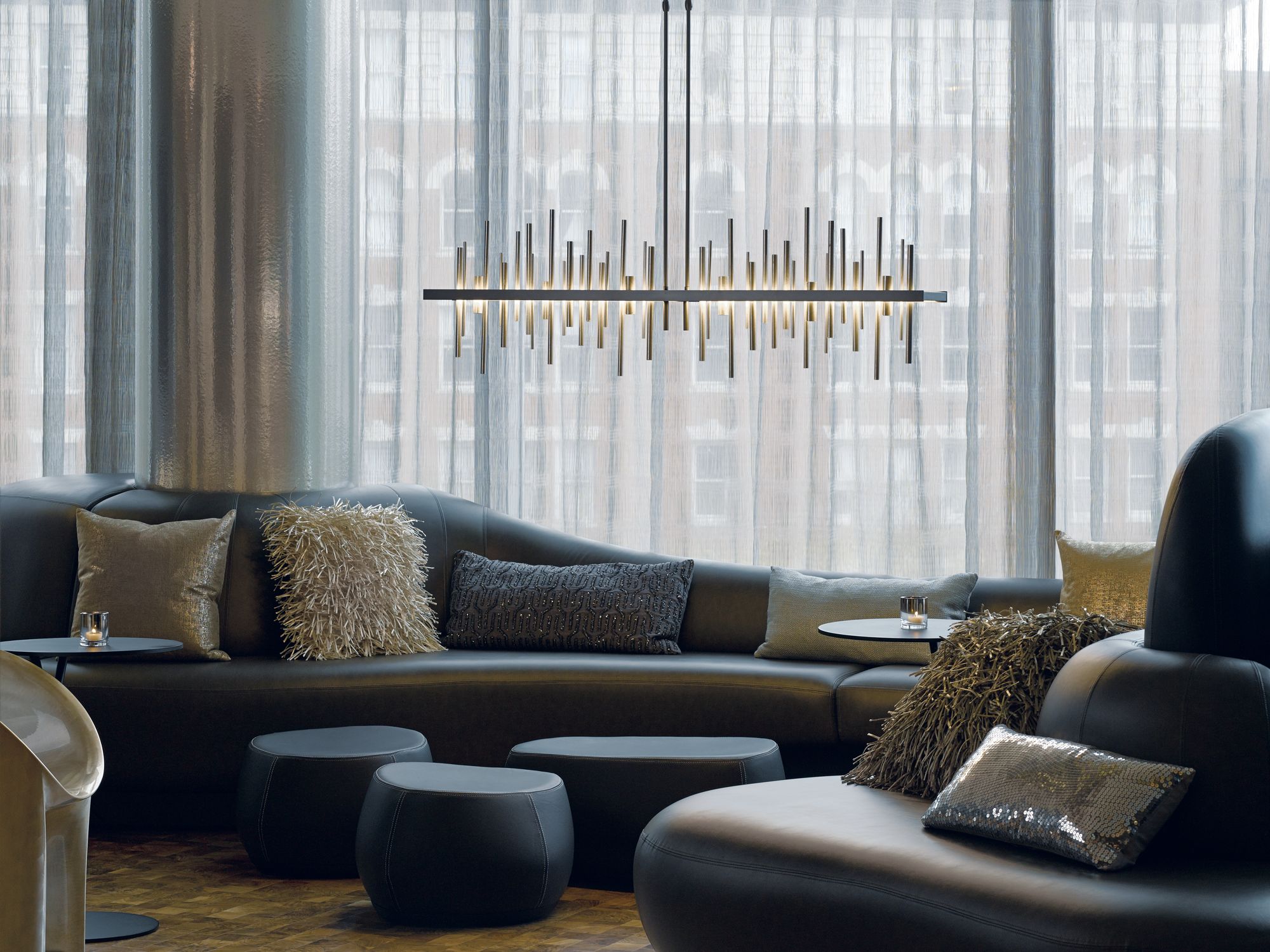 Cityscape 51.9" Wide Large Dark Smoke Linear Pendant