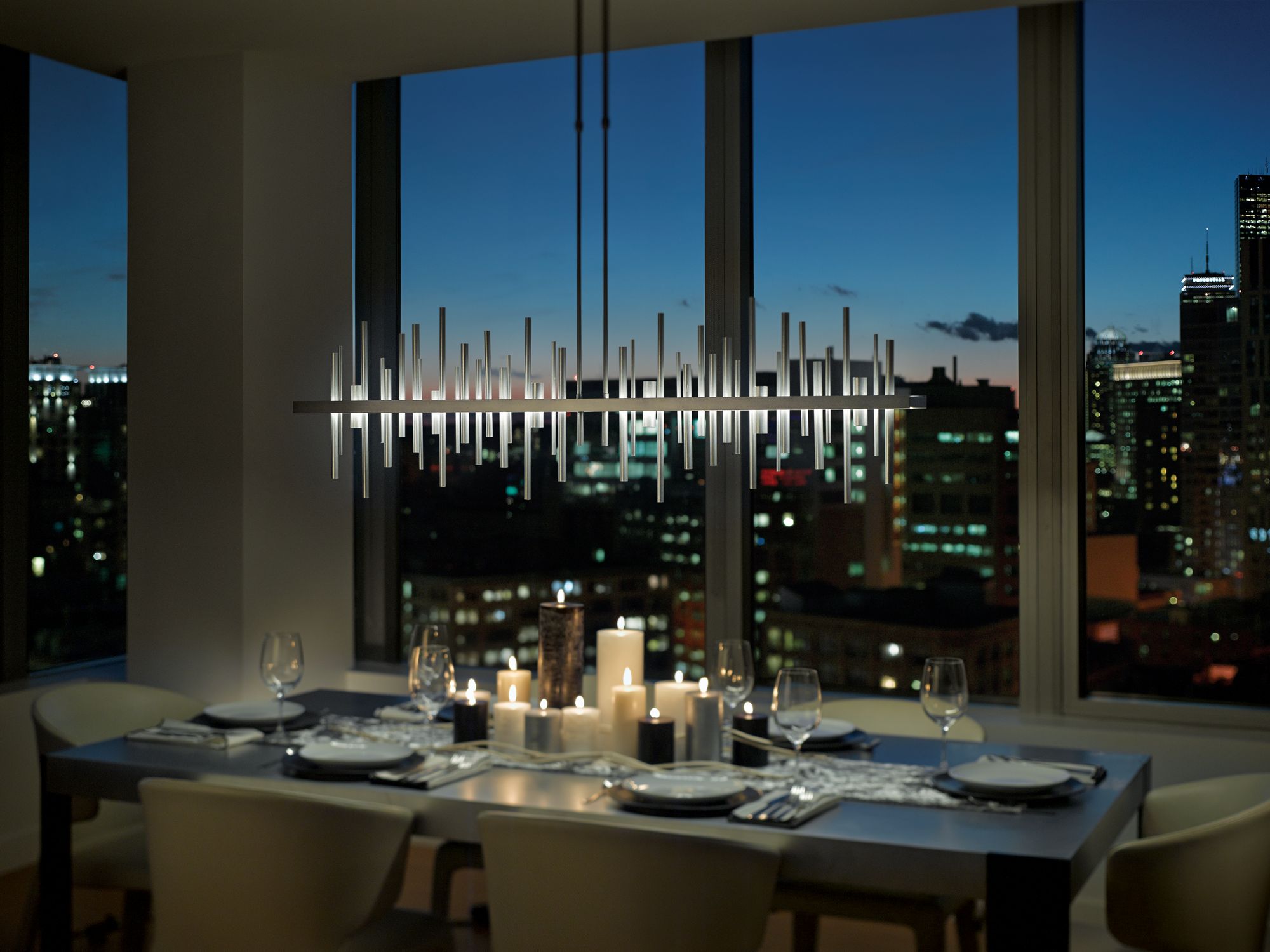 Cityscape 51.9" Wide Large Dark Smoke Linear Pendant