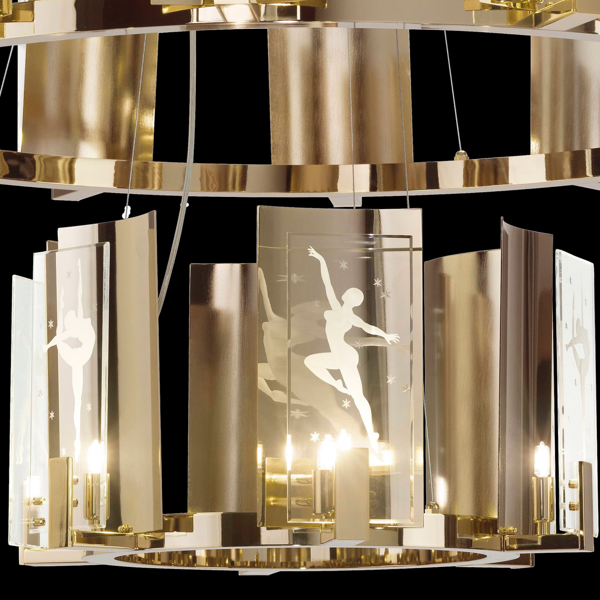 Contemporary Brass and Italian Crystal Chandelier