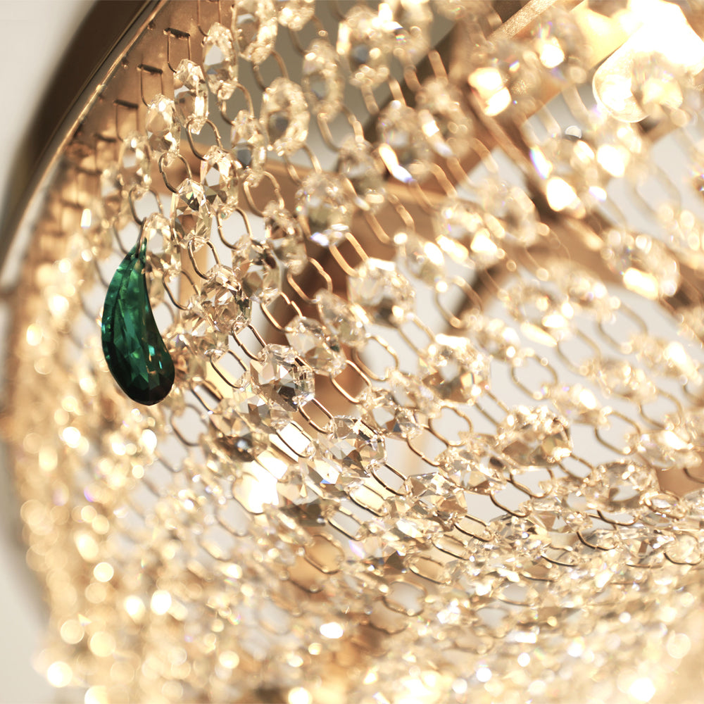 Contemporary Crystal Chandelier with Colored Drops