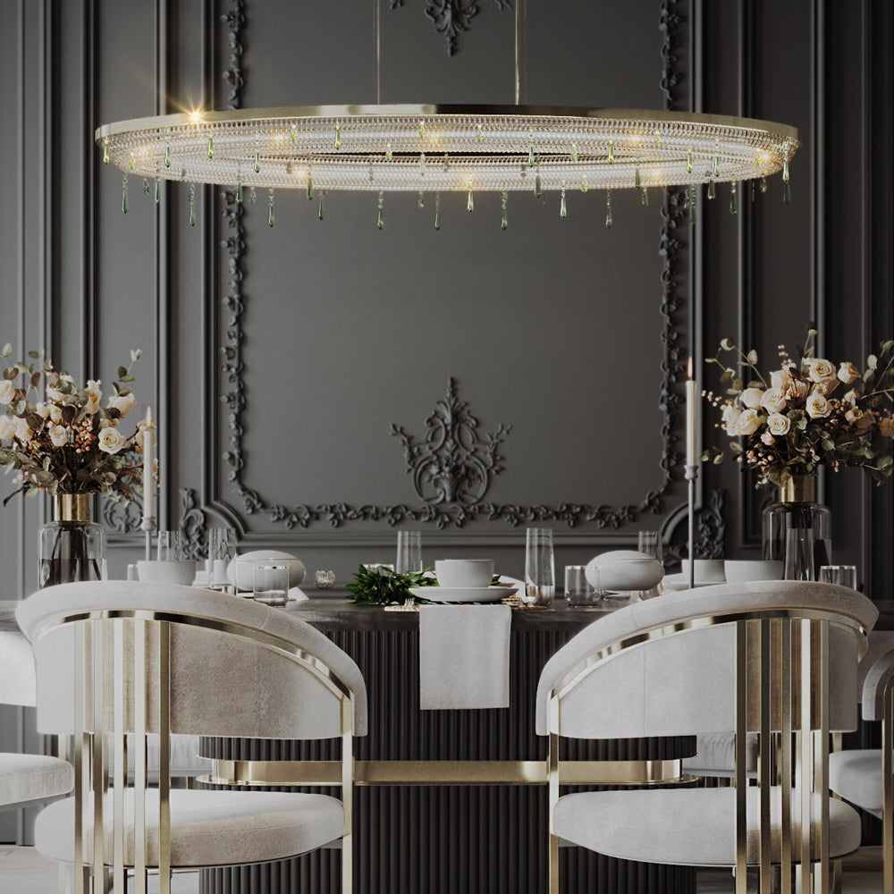Contemporary Crystal Chandelier with Colored Drops