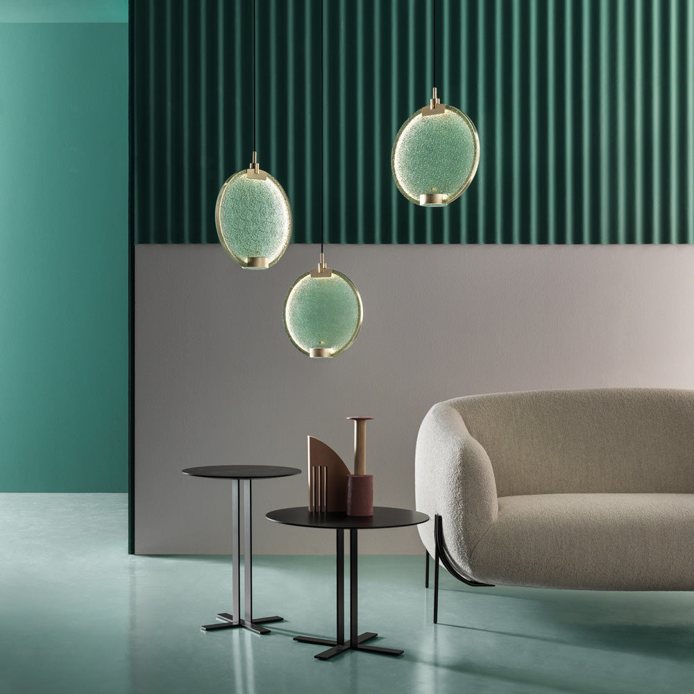 Contemporary Round Colored Glass Diffuser Chandelier
