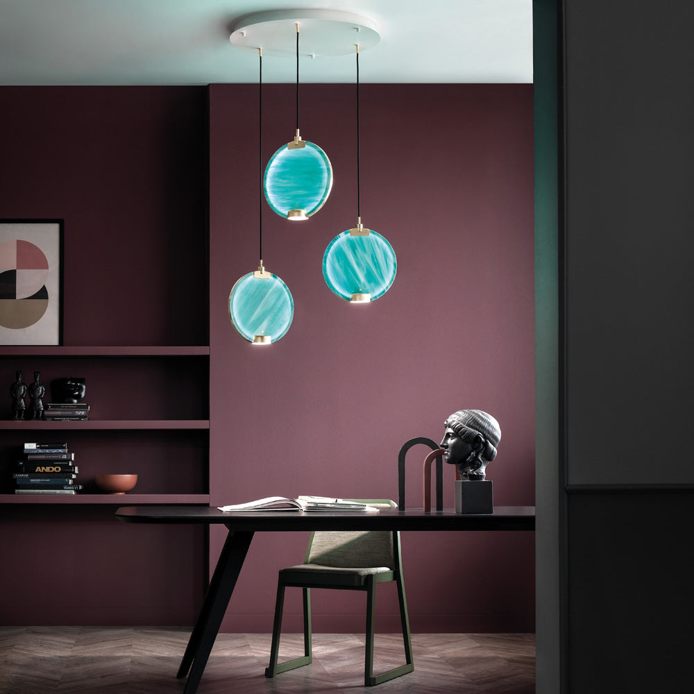 Contemporary Round Spectrum Glass Diffuser Chandelier