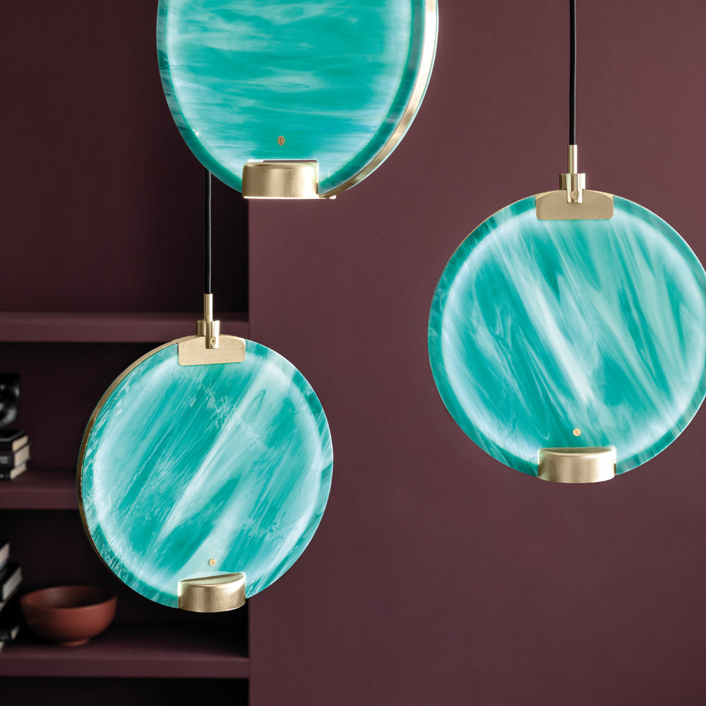 Contemporary Round Spectrum Glass Diffuser Chandelier