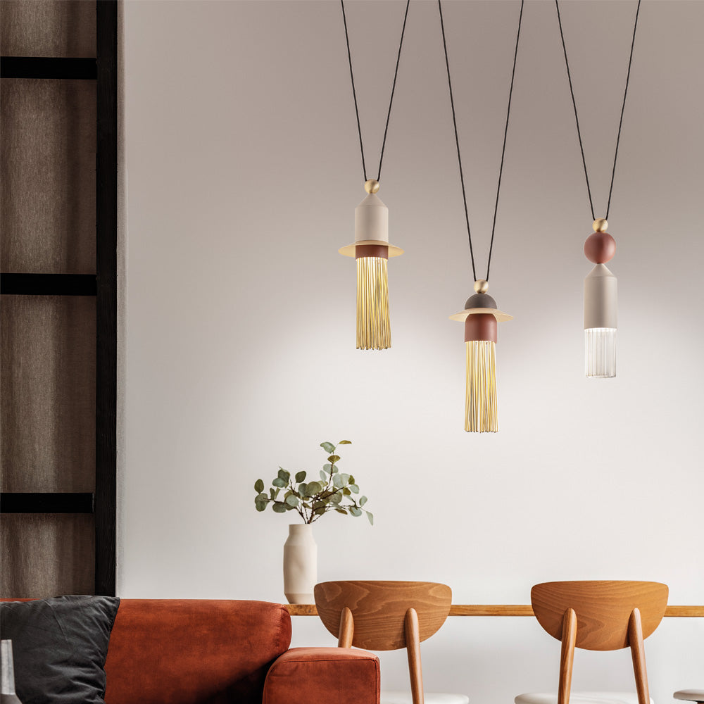 Contemporary Brown Triple Led Chandelier