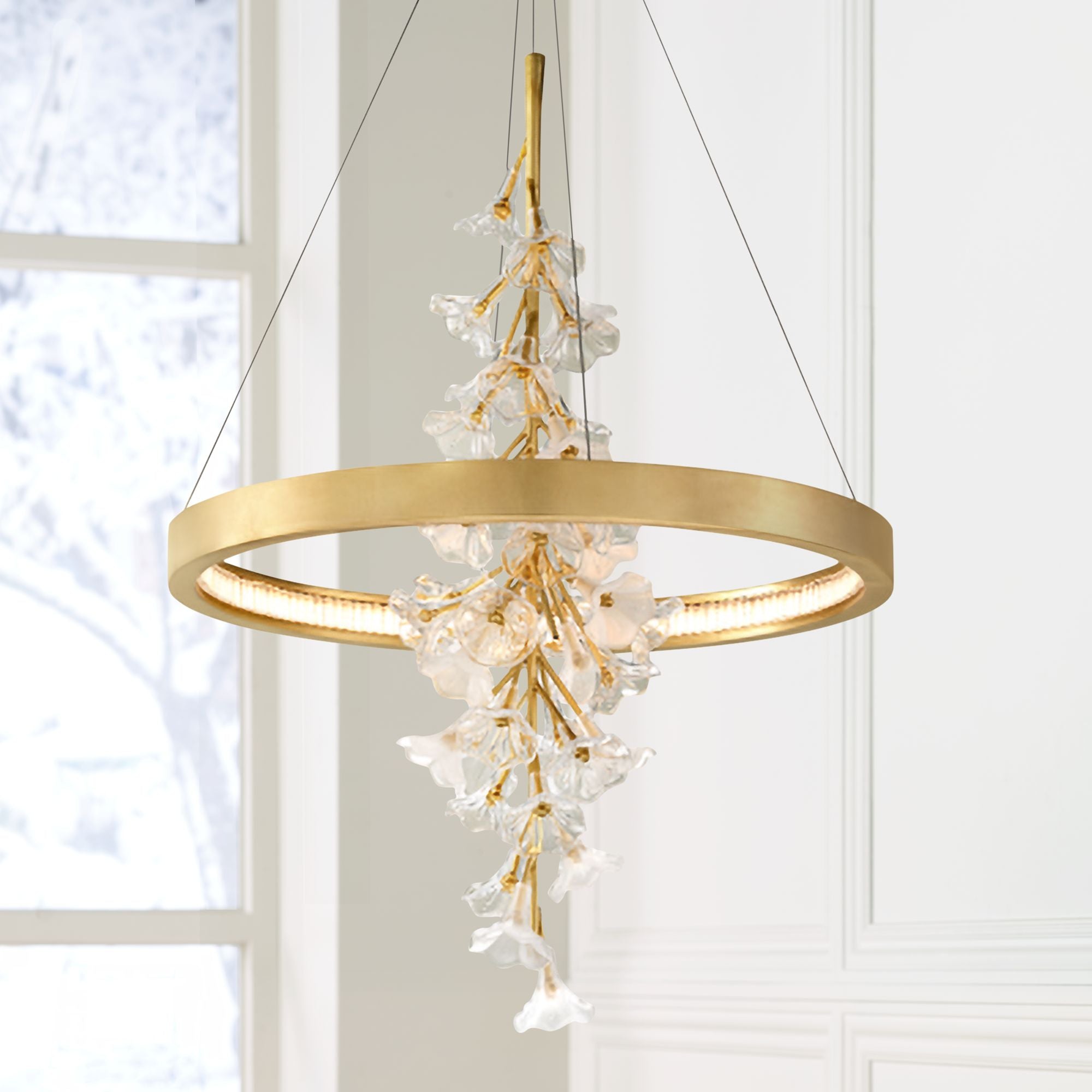 Jasmine 28" Wide Gold Leaf LED Floral Pendant