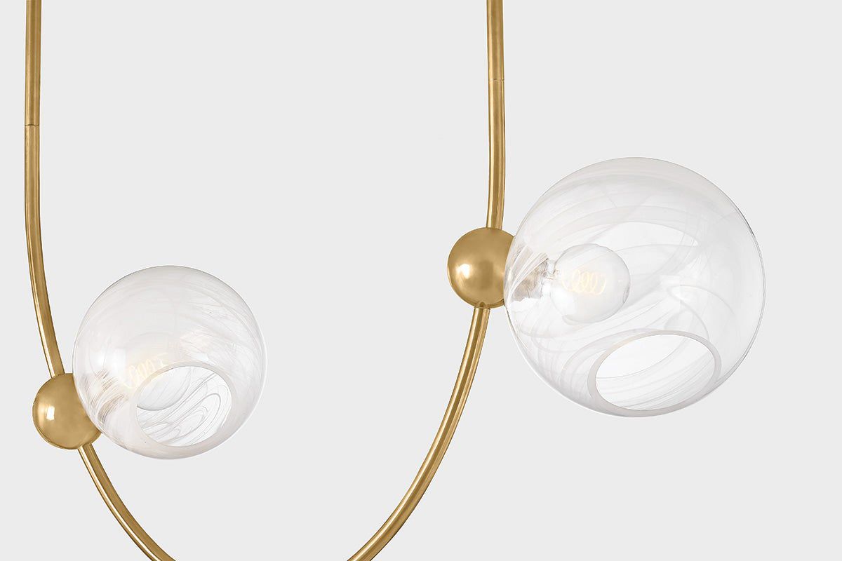 Astraia 66.75" 9-Light. Vintage Brass Chandelier